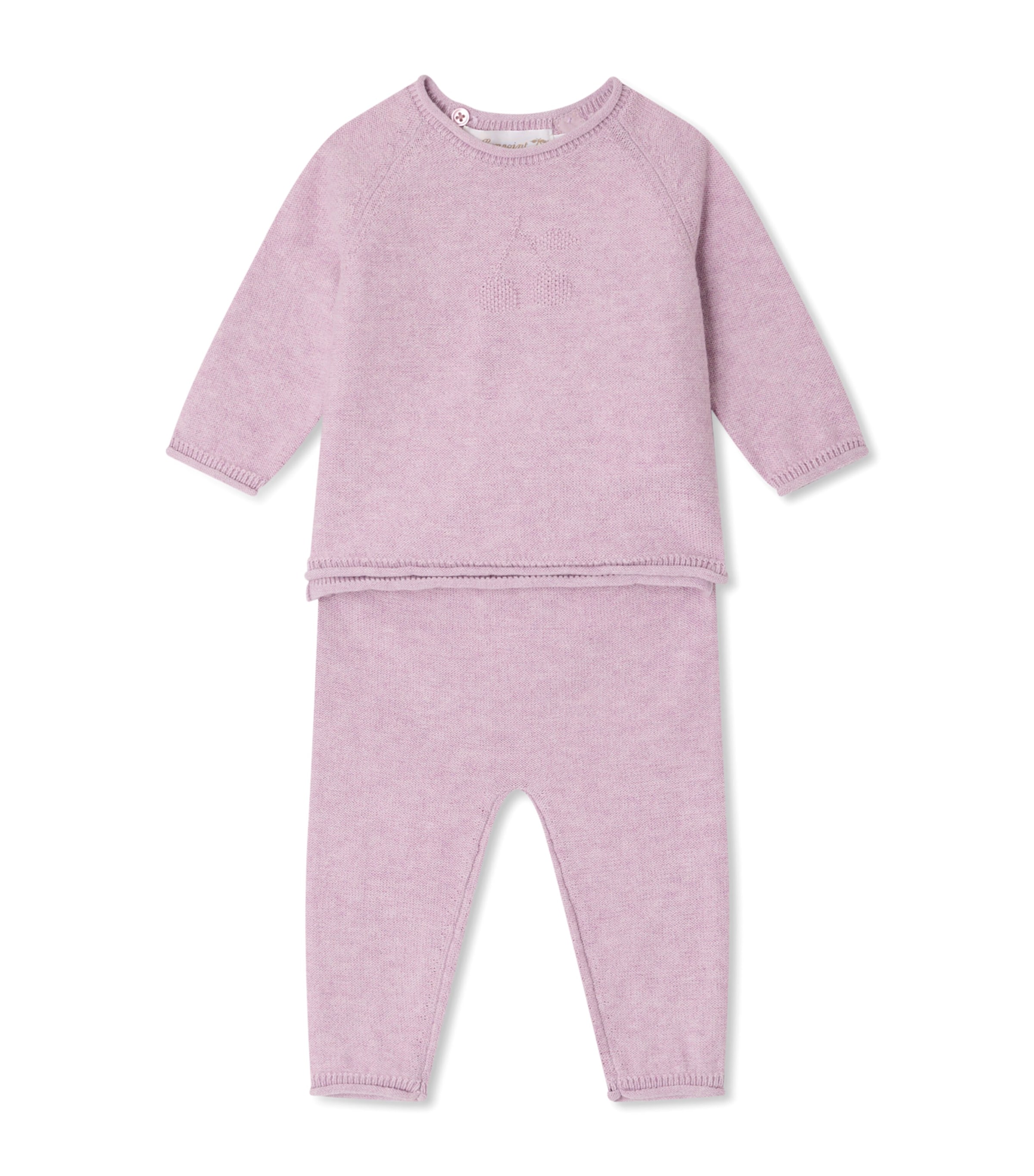 Bonpoint Cotton-cashmere Loana Top And Trousers Set In Pink
