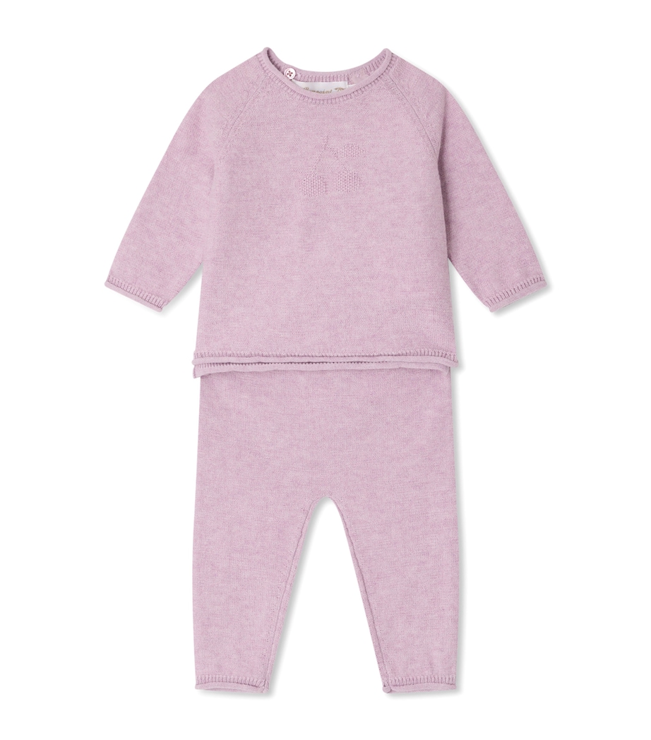 Bonpoint Cotton-Cashmere Loana Top and Trousers Set (1-18 Months) Lilas Image 1