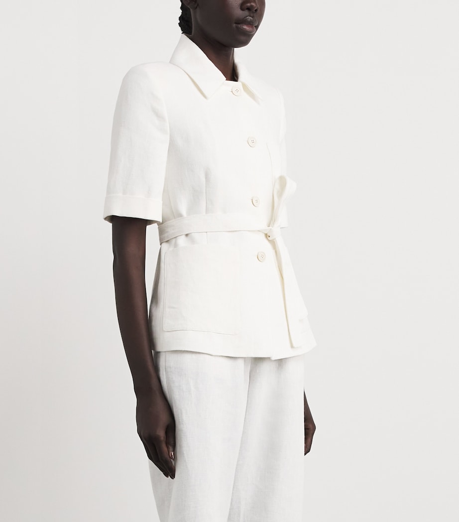 Eleventy Womens Linen Single-Breasted Shirt Jacket Bianco Image 4