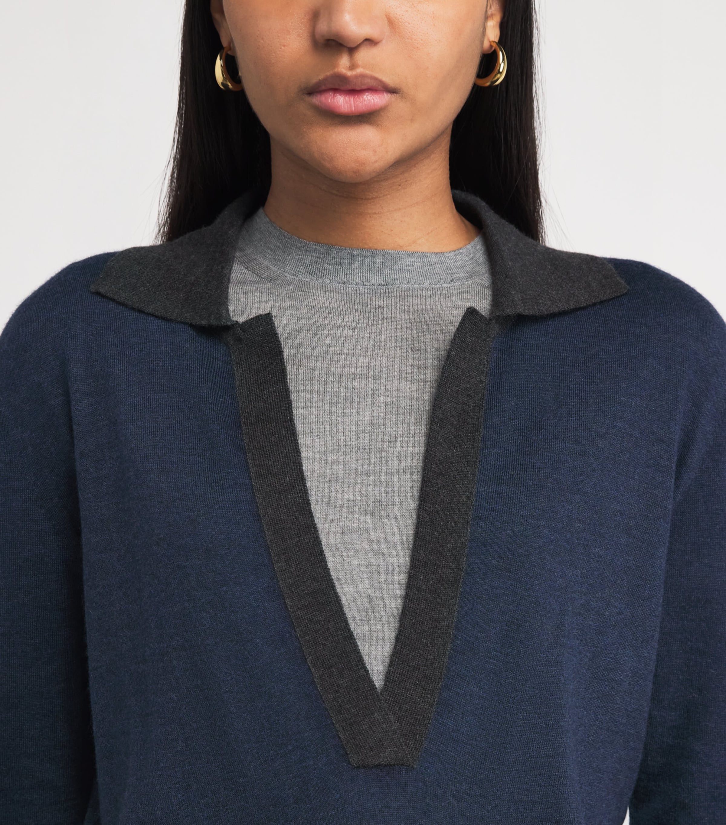 Johnstons Of Elgin Womens Cashmere Dee Polo Shirt Barr Nvy/coal Image 3