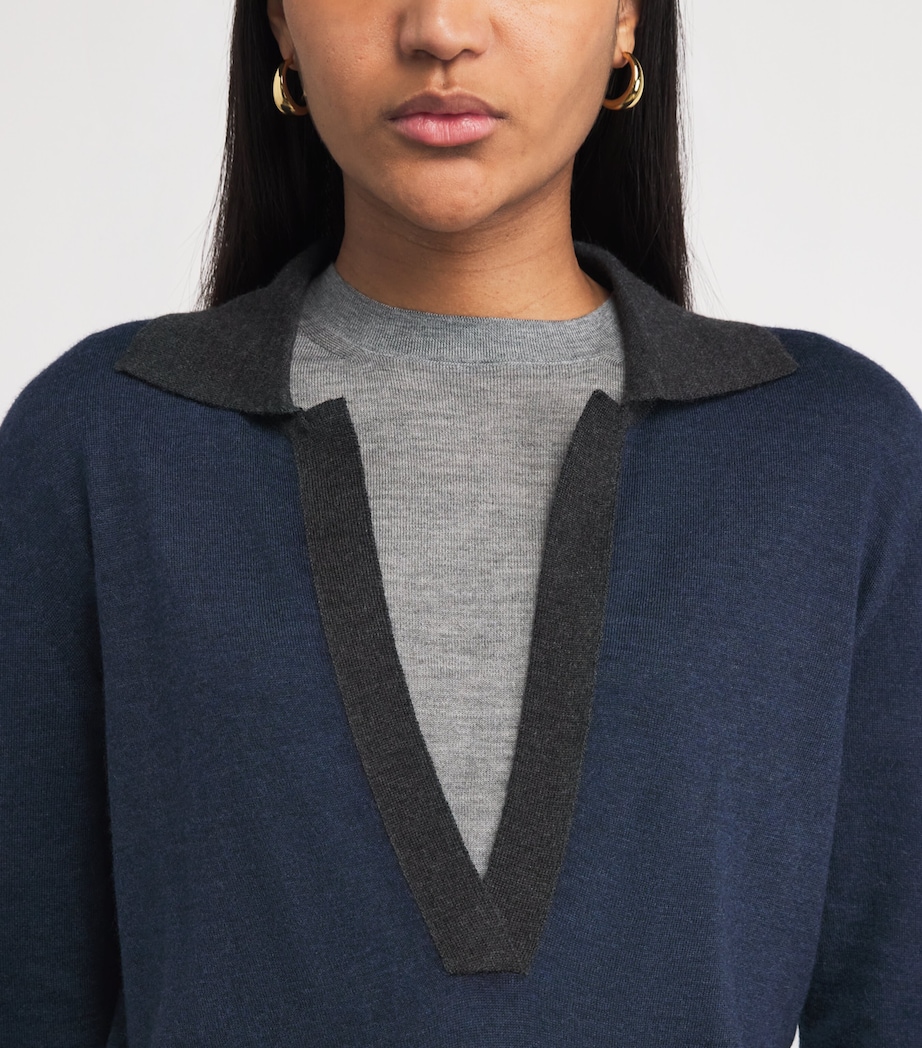 Johnstons Of Elgin Womens Cashmere Dee Polo Shirt Barr Nvy/coal Image 3