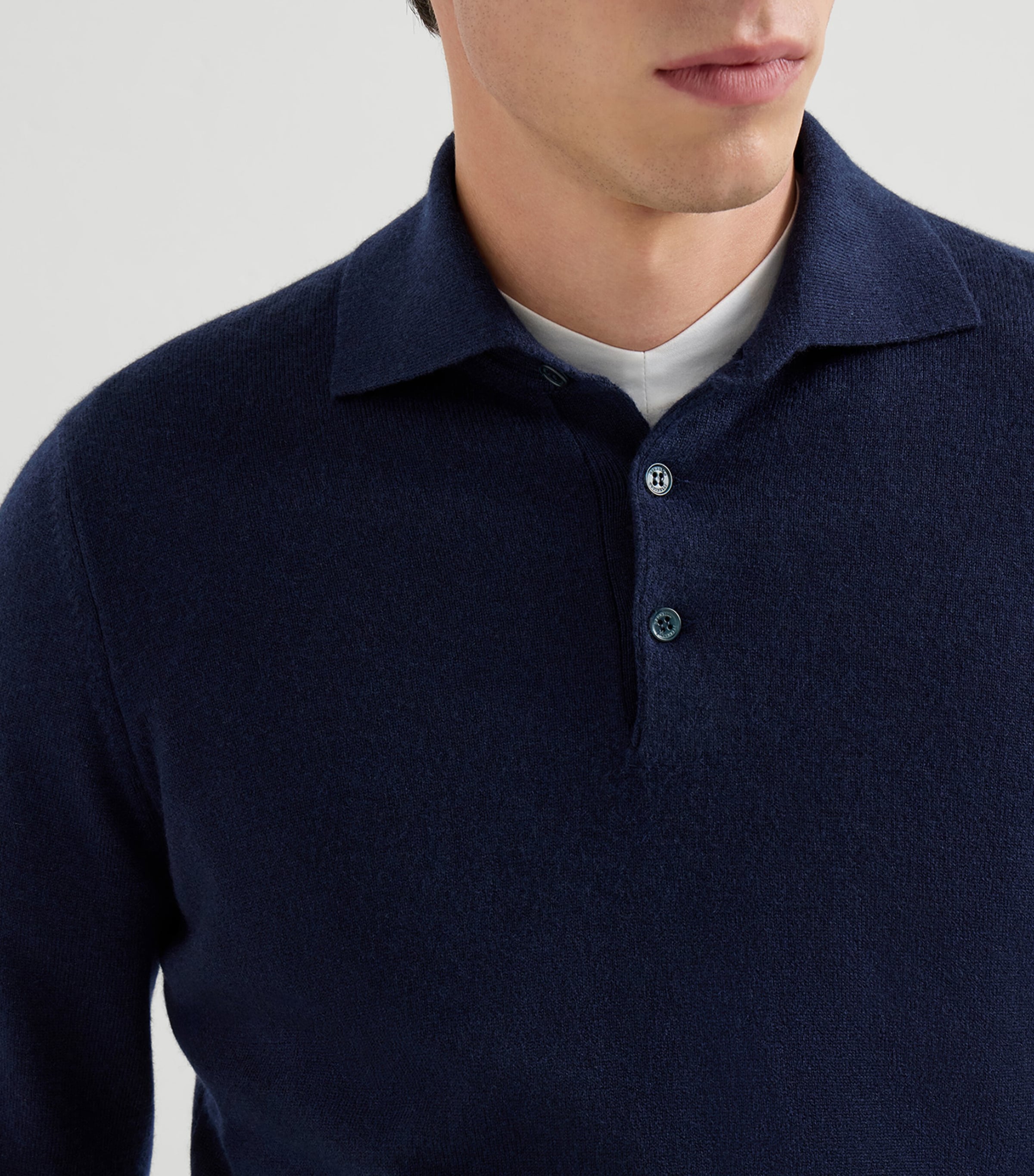 Brunello Cucinelli Mens Cashmere Polo Sweater Image 6