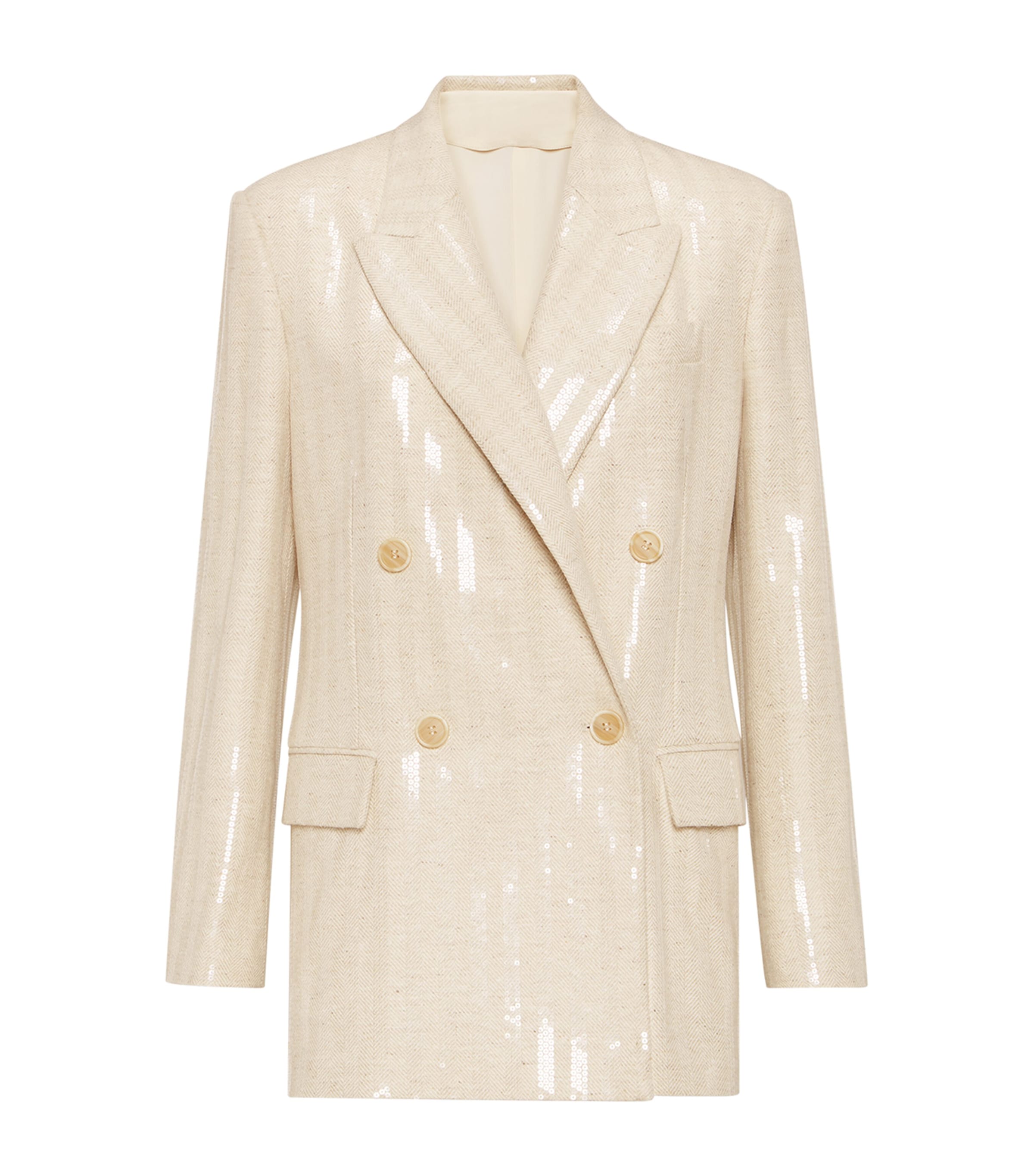 Brunello Cucinelli Wool-cashmere Dazzling Chevron Blazer In Yellow