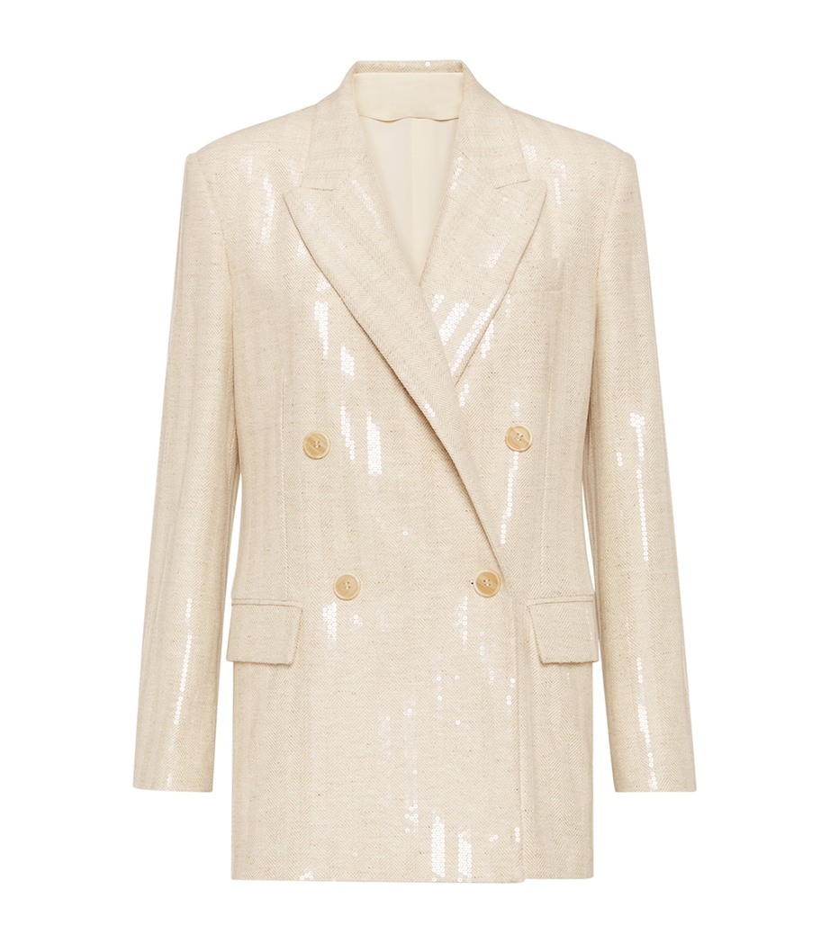 Wool-Cashmere Dazzling Chevron Blazer C810 Image 1