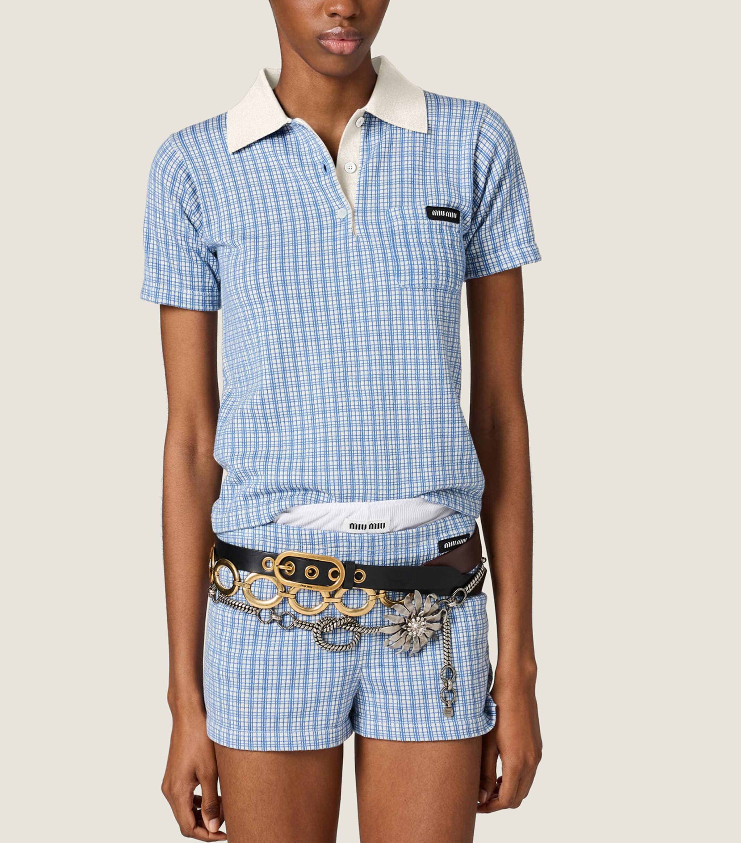 Miu Miu Womens Cashmere-Silk Polo Shirt Image 5