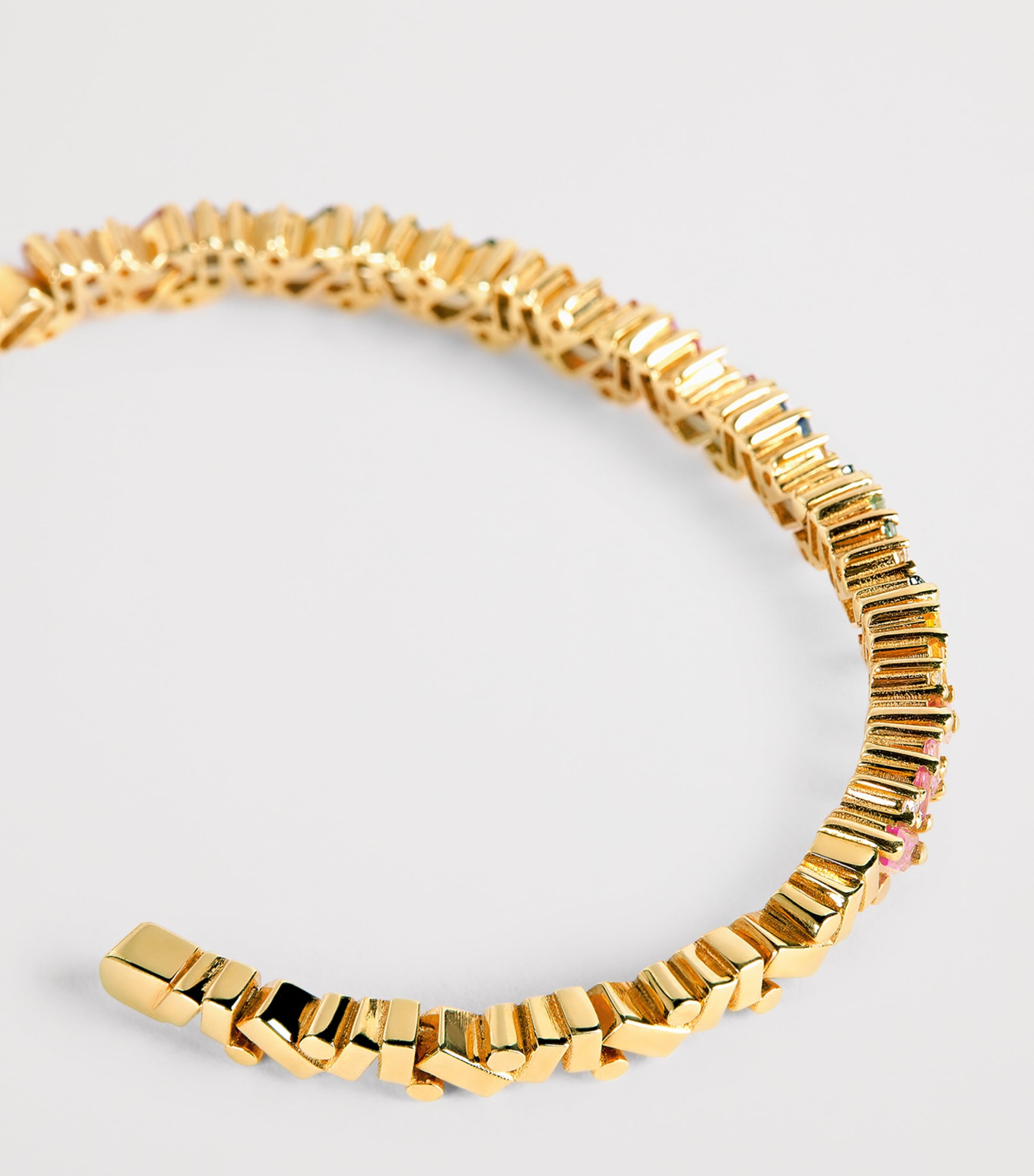 Small Yellow Gold, Rainbow Sapphire and Diamond Frenzy Bangle 18K YG/RS Image 4