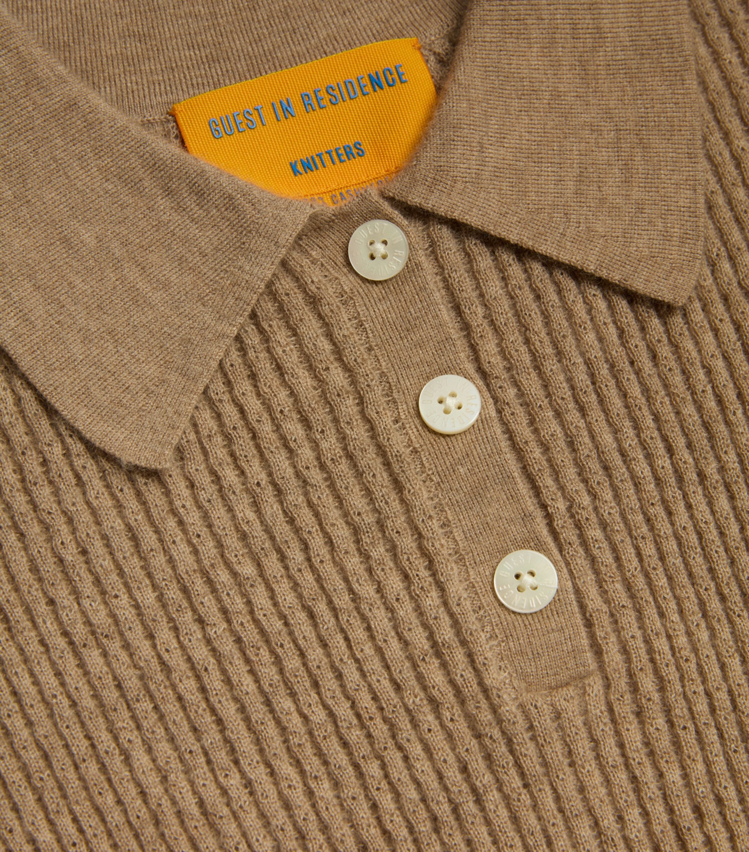 Guest In Residence Womens Cashmere Shrunken Polo Shirt Taup Taupe Image 2
