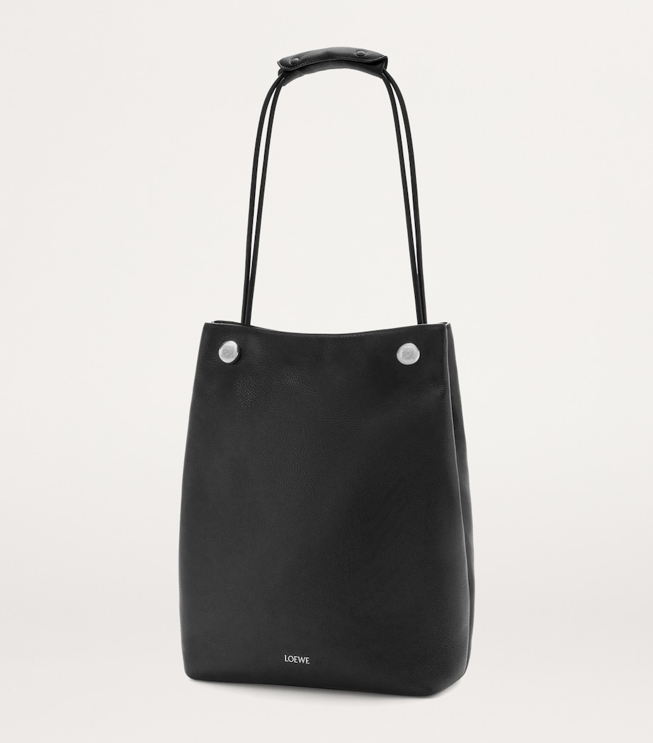 Leather Pebble Shoulder Bag BLACK Image 2