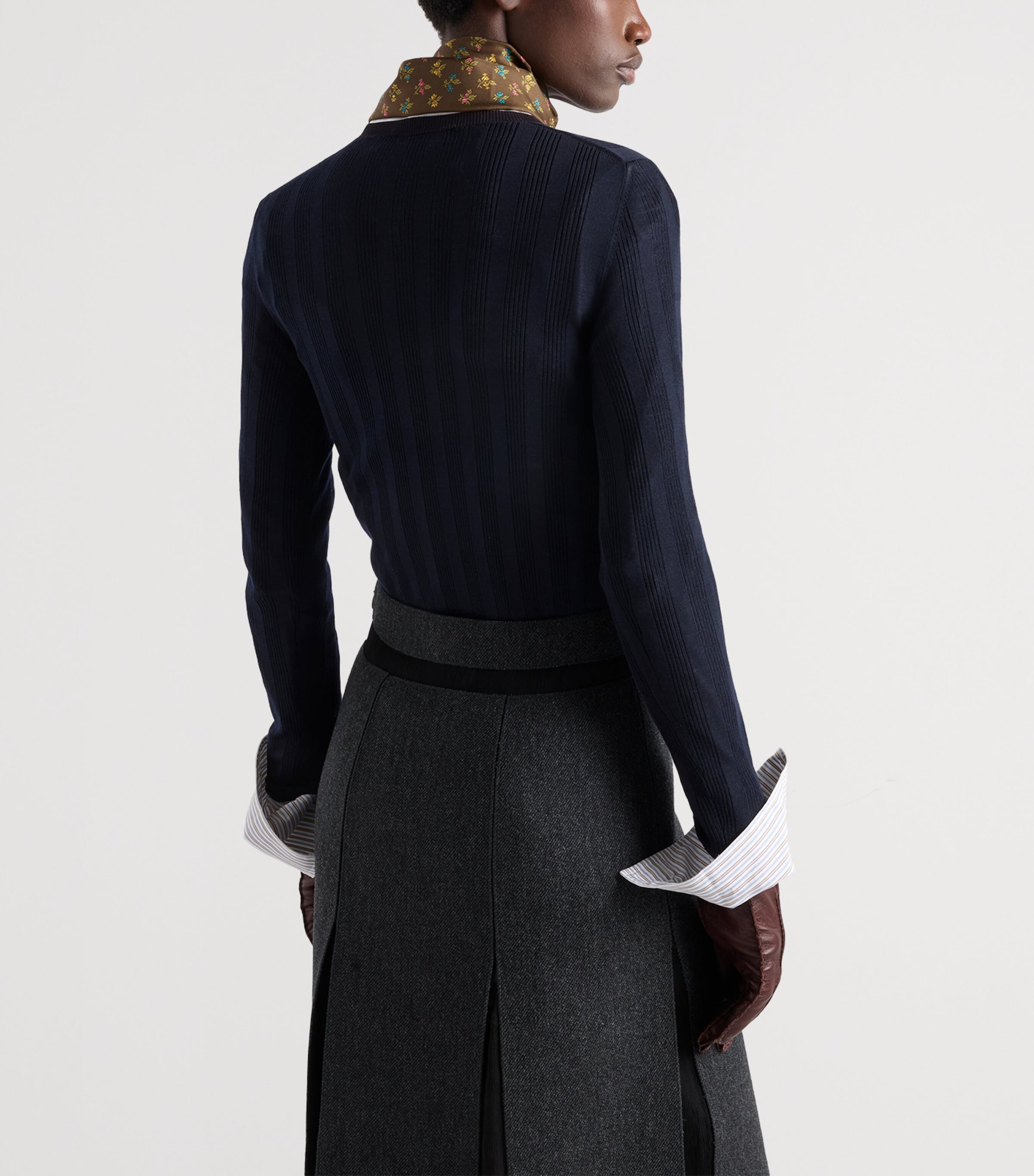 Prada Womens Wool-Cotton Sweater Blue Image 4