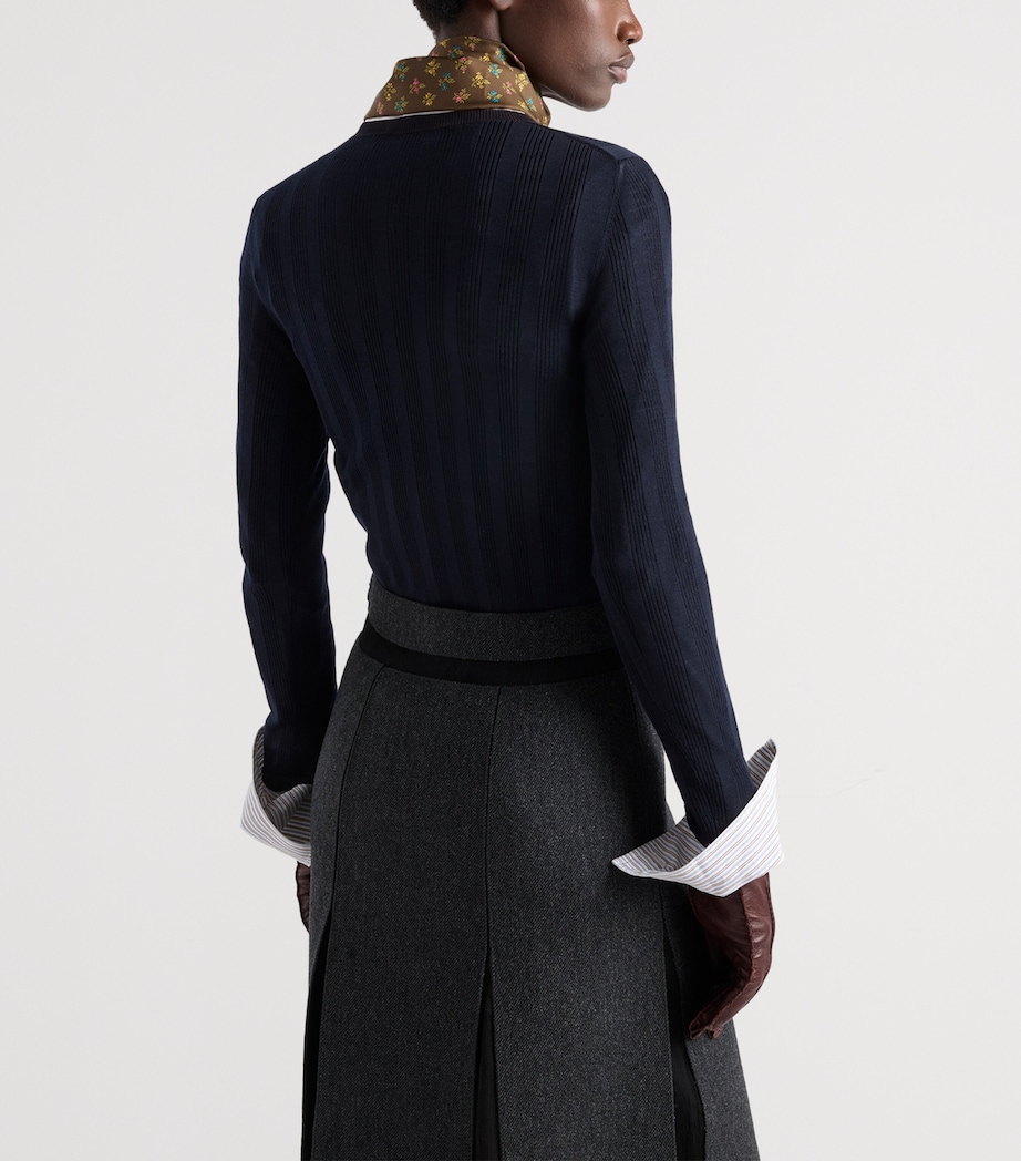Prada Womens Wool-Cotton Sweater Blue Image 4