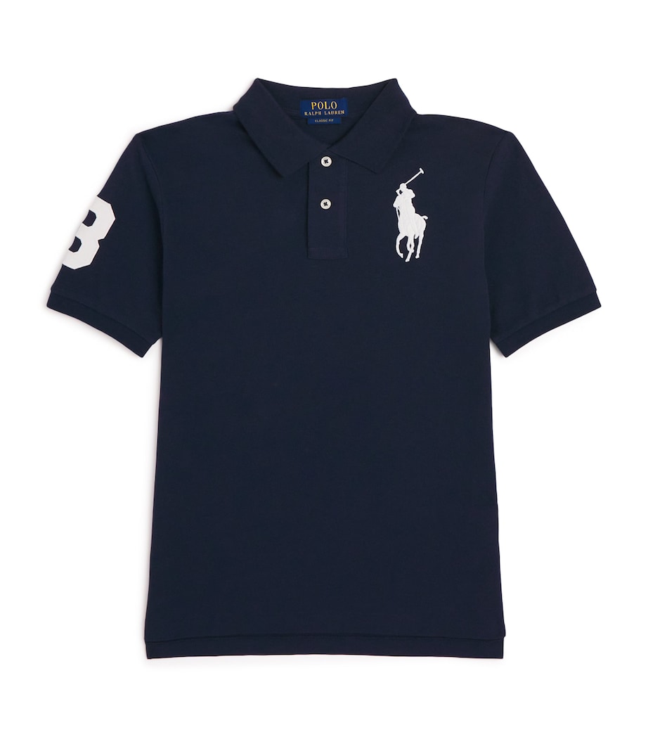 Cotton Big Polo Pony Polo Shirt (6-14 Years) NAVY Image 1