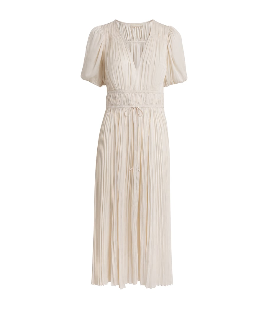 Ulla Johnson Womens Satin Puff-Sleeve Audra Midi Dress Cowrie Image 1
