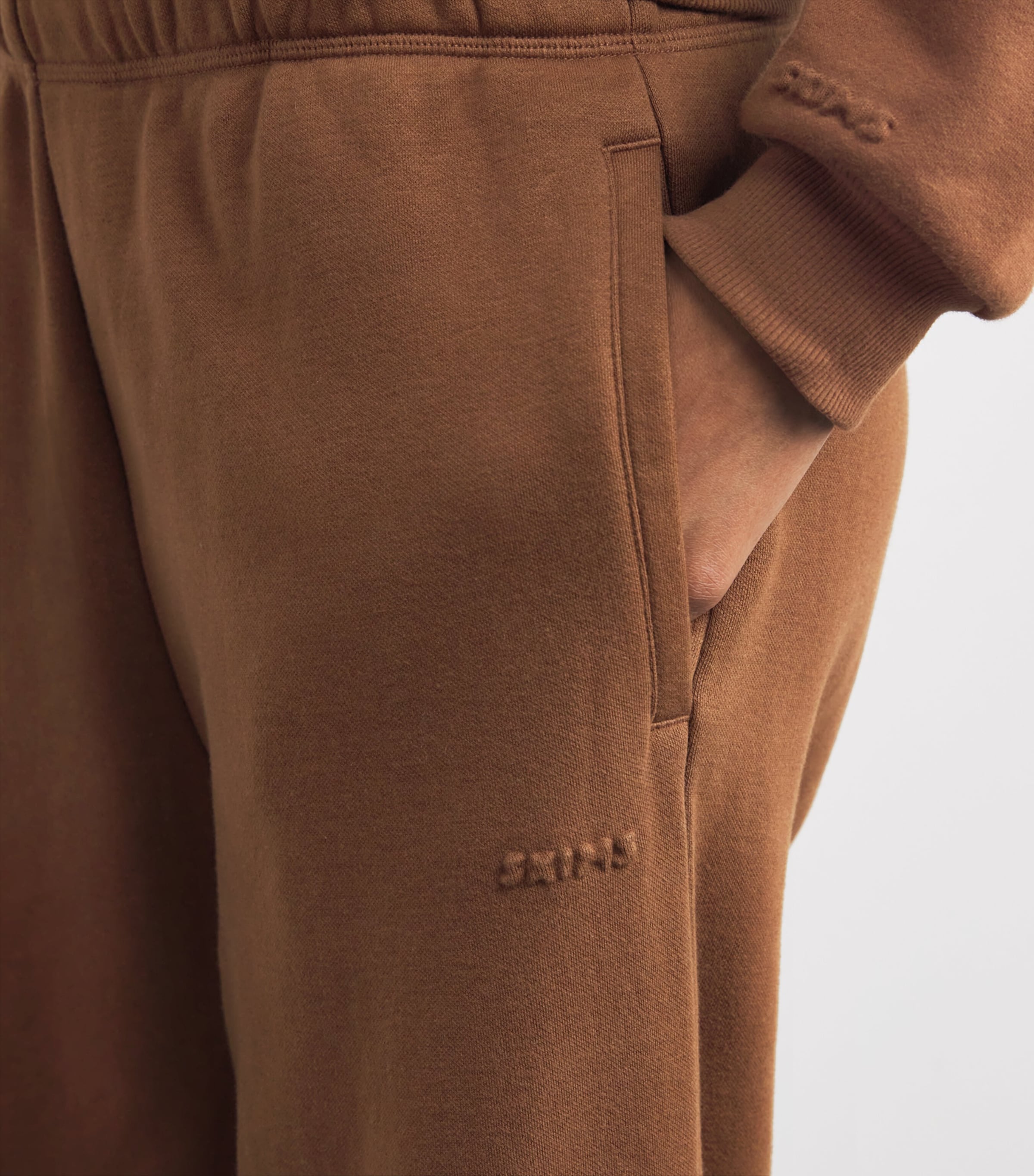 Cotton-Blend Fleece Straight Sweatpants BISON Image 6