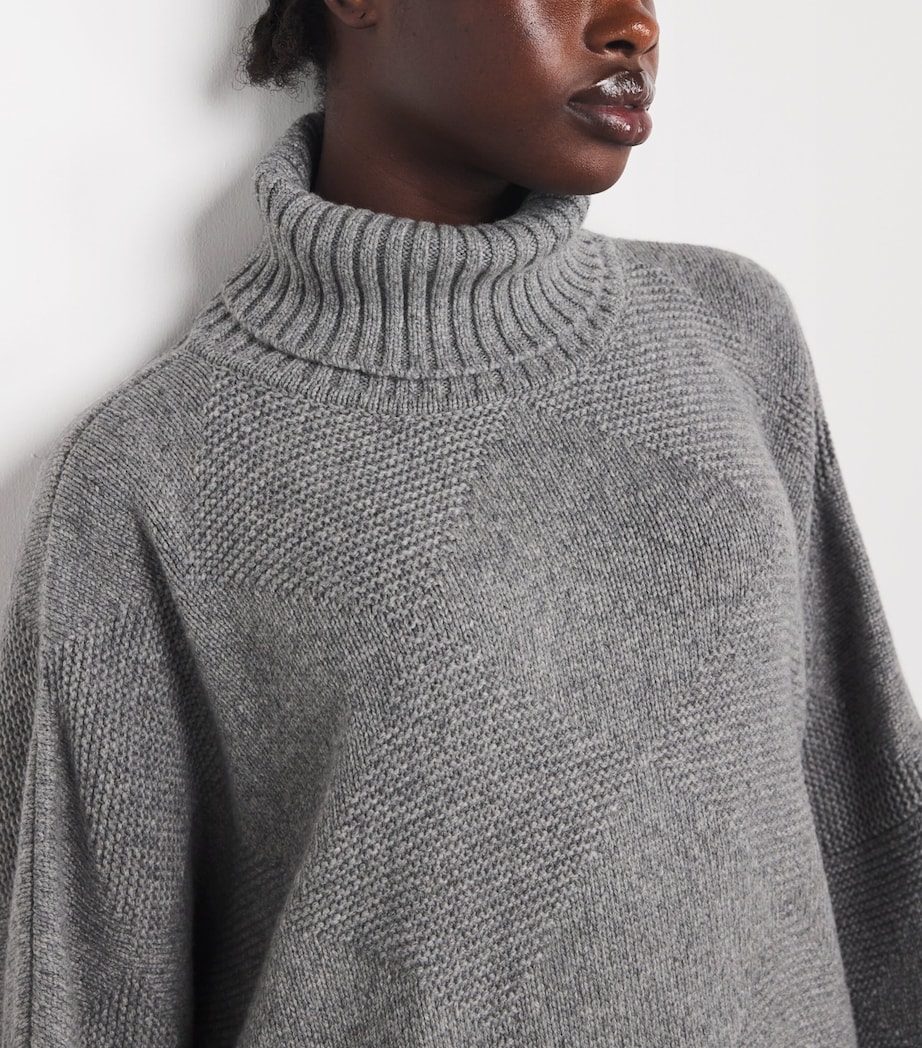Cashmere Diamond-Jacquard Wide Sweater STONEGREY Image 6