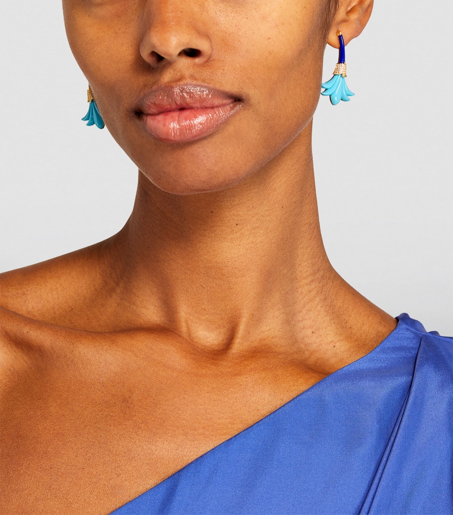 Yellow Gold, Diamond, Turquoise and Lapis Psychedeliah Earrings TURQUOISE Image 5