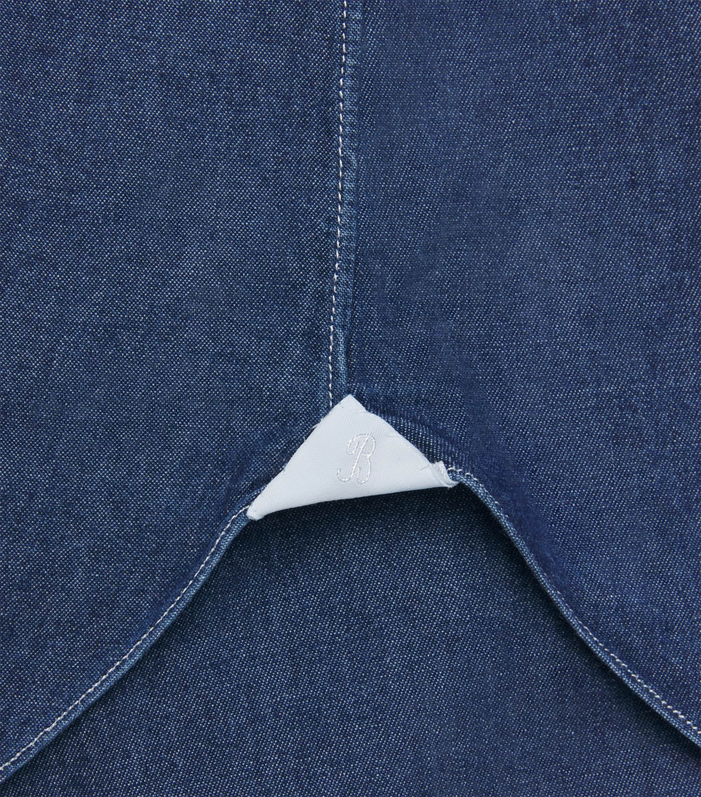 Barba Napoli Mens Slim Denim Shirt Navy Image 6
