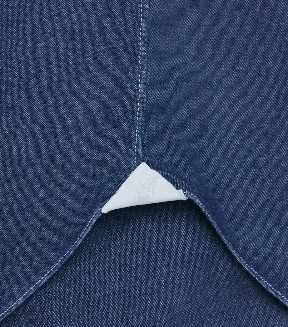 Barba Napoli Mens Slim Denim Shirt Navy Image 6
