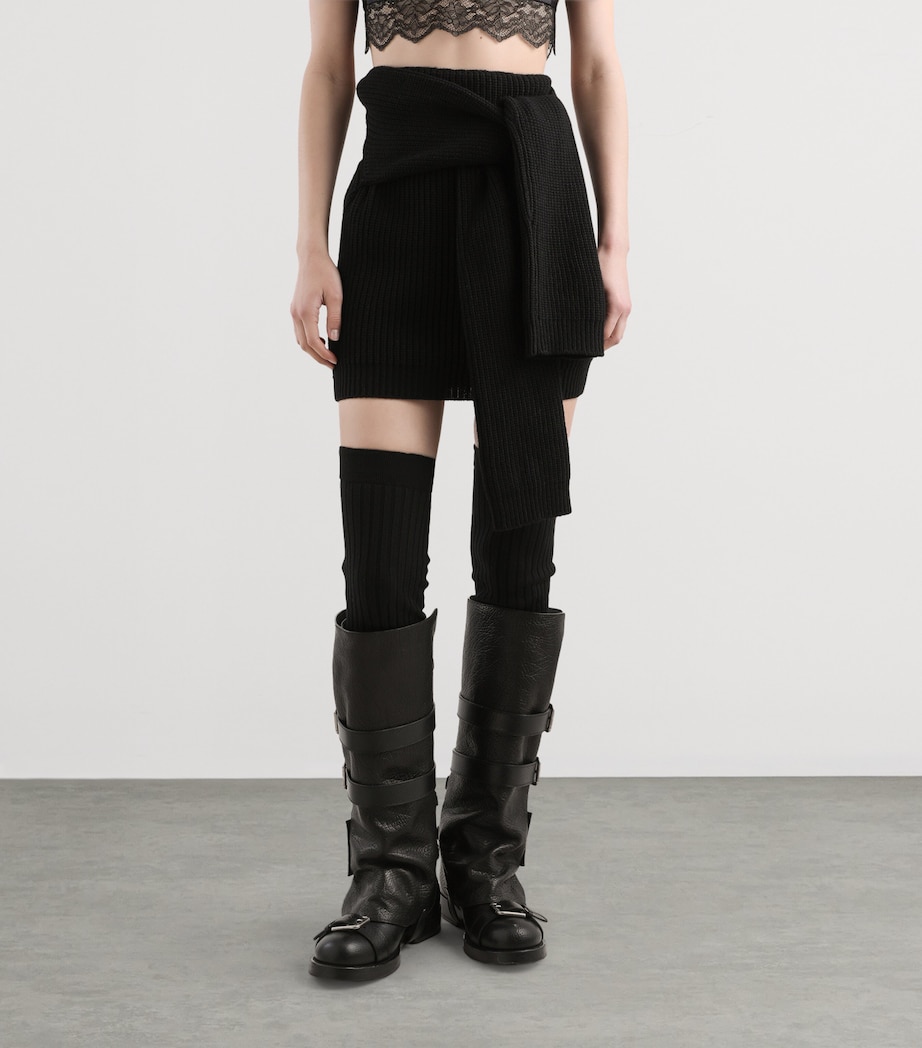 Virgin Wool Mini Skirt N0000-BLACK Image 2