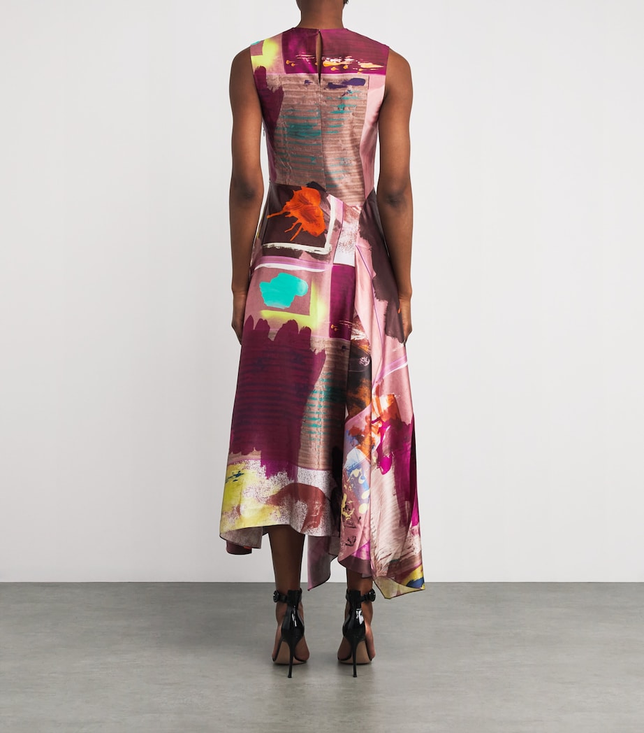 Silk Printed Lette Midi Dress LILAS PICTORIAL PRNT Image 3