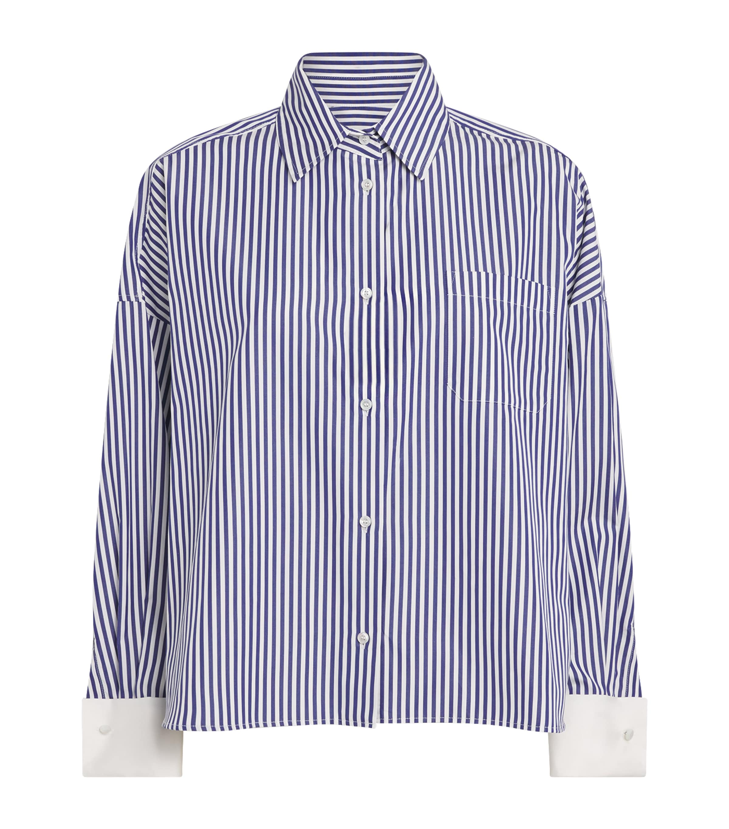 Weekend Max Mara Contrast-cuff Stripe Shirt In Blue