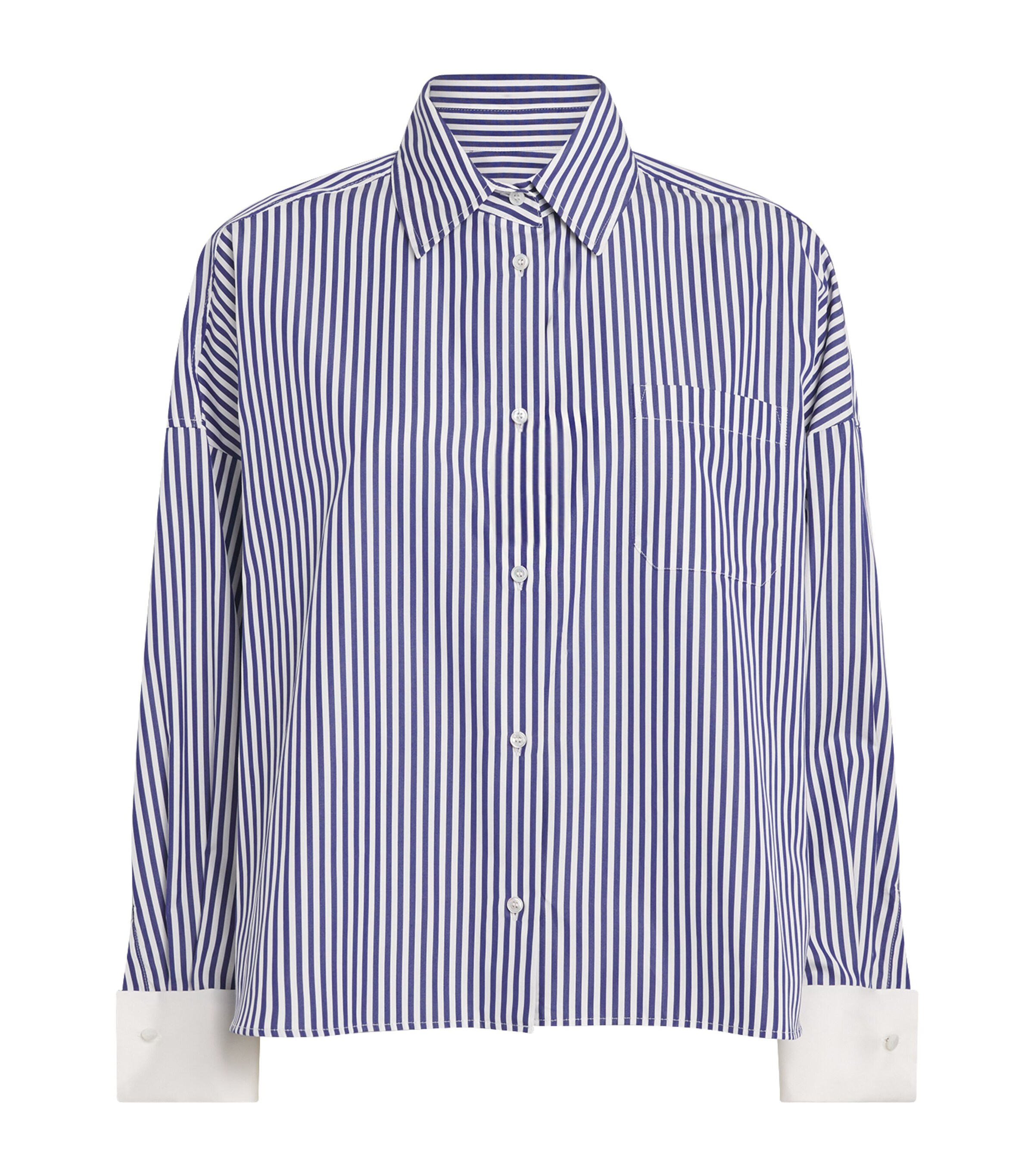 Weekend Max Mara Contrast-Cuff Stripe Shirt | Women Clothing | Tops | Workwear | Designers | Weekend Max Mara