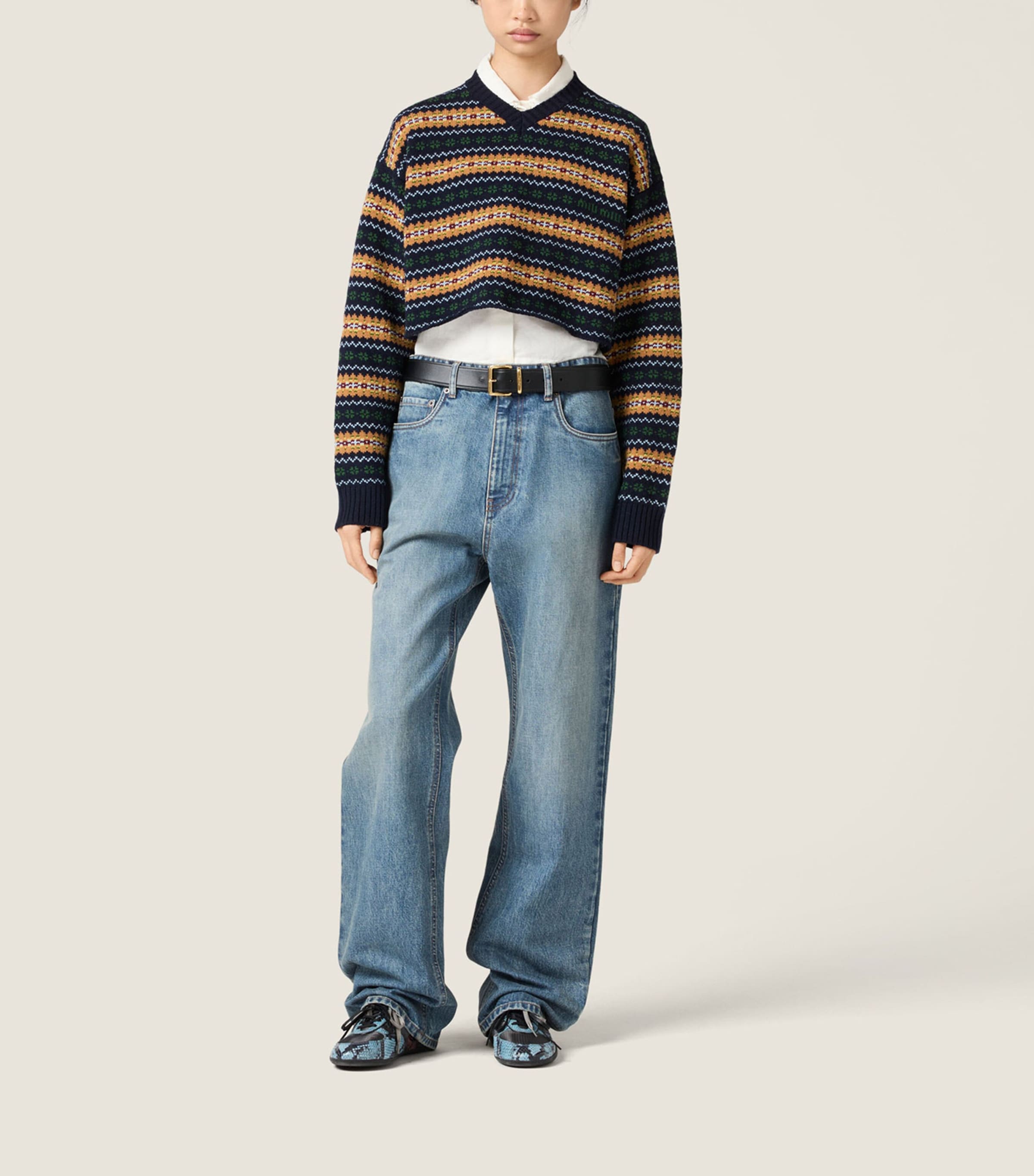 Miu Miu Womens Wool Stripe Sweater Image 2