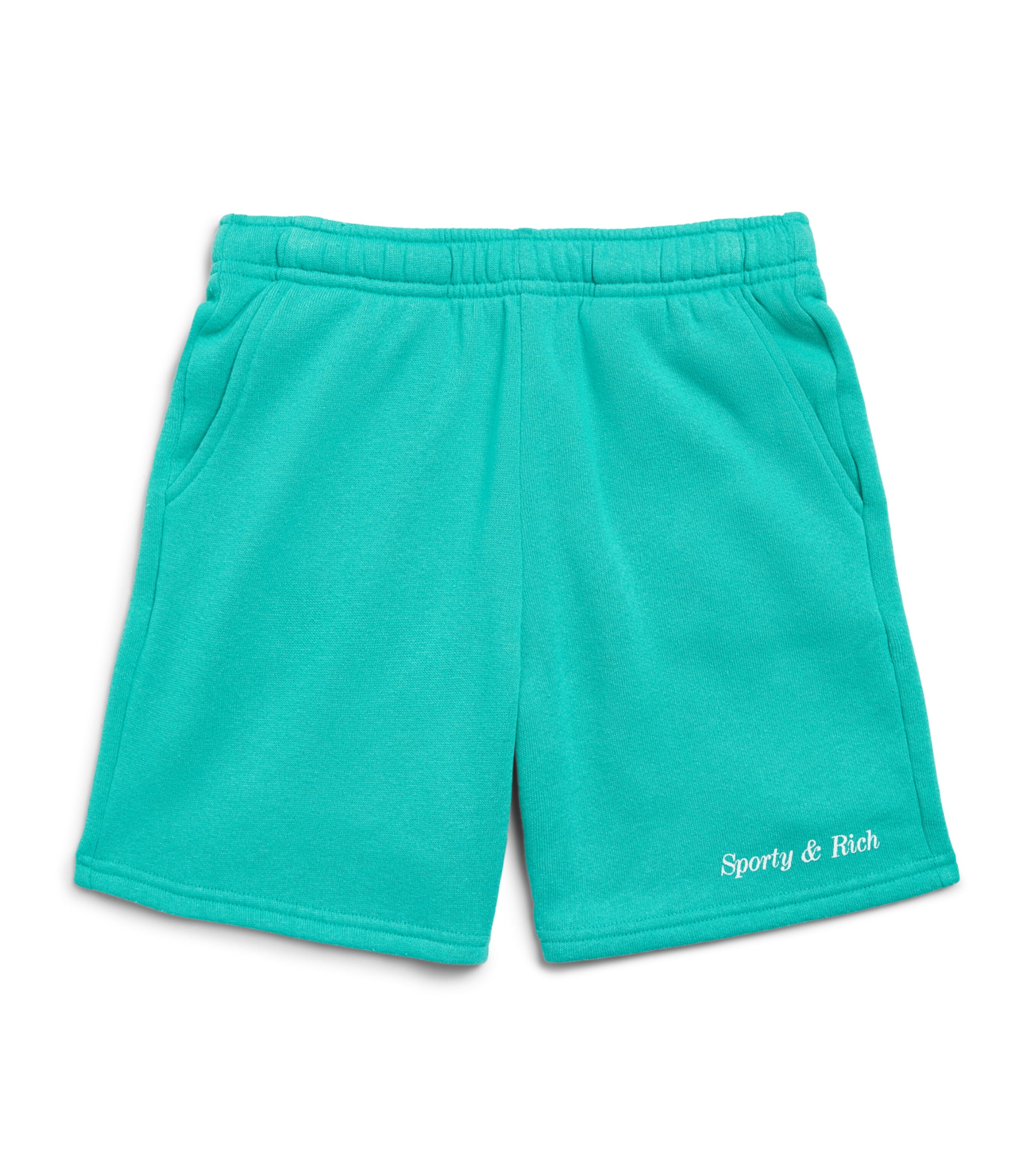 SPORTY & RICH KIDS Cotton Logo Sweatshorts (2-14 Years) Amalfi Green/white Image 1