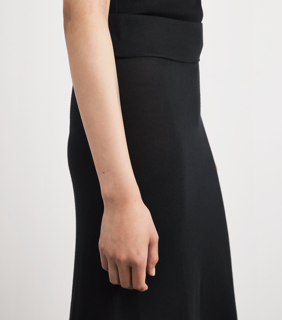 Semi-Sheer Midi Skirt 001 BLACK Image 6