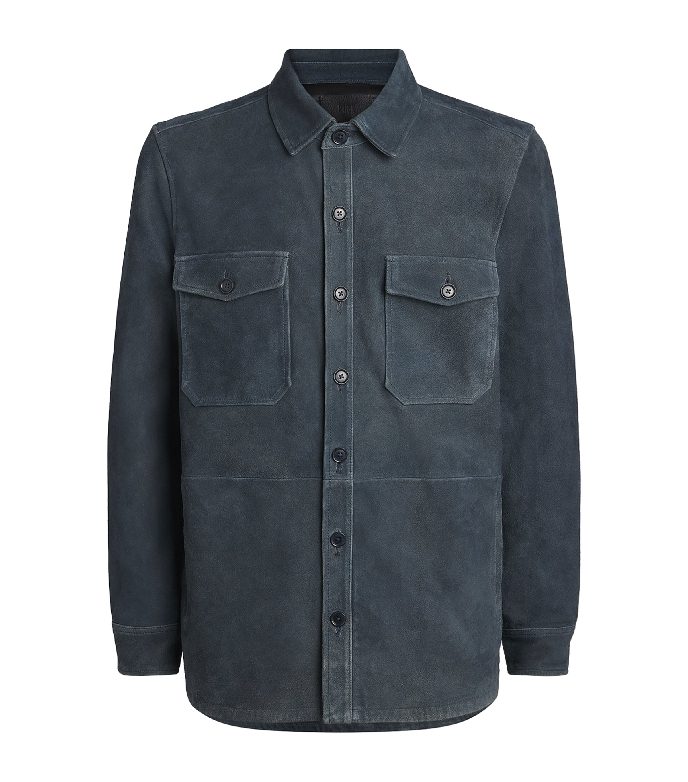 PAIGE Mens Suede Peyman Overshirt Dark Navy Image 1