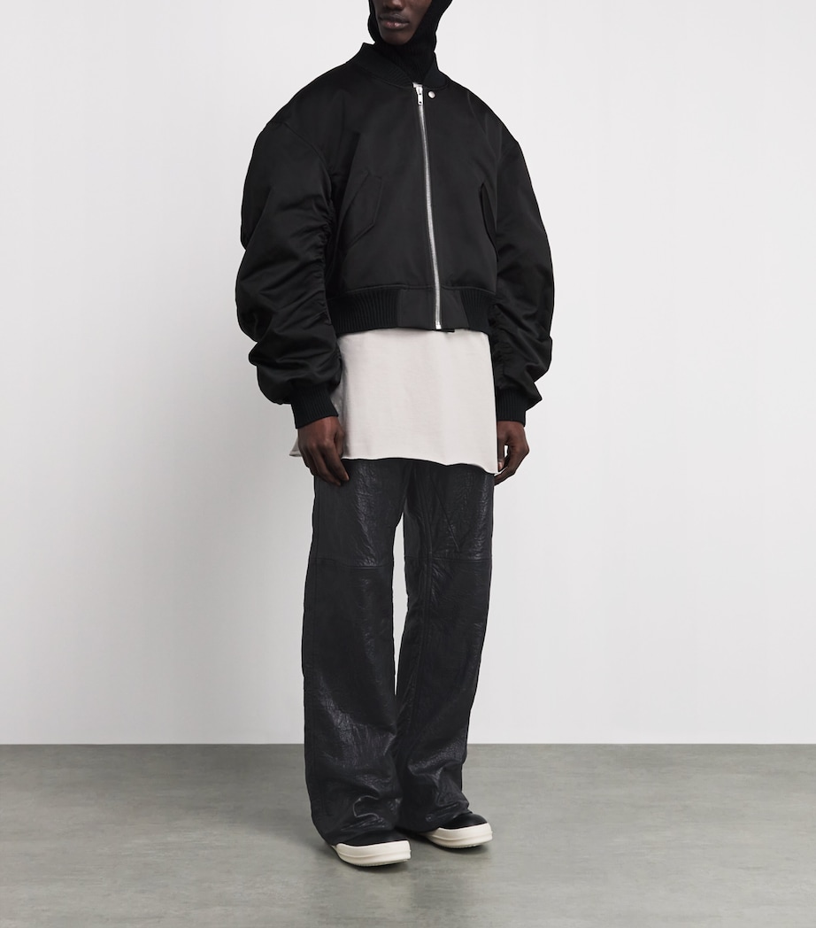 Rick Owens Mens Leather Geth Wide-Leg Jeans Black/ Image 2