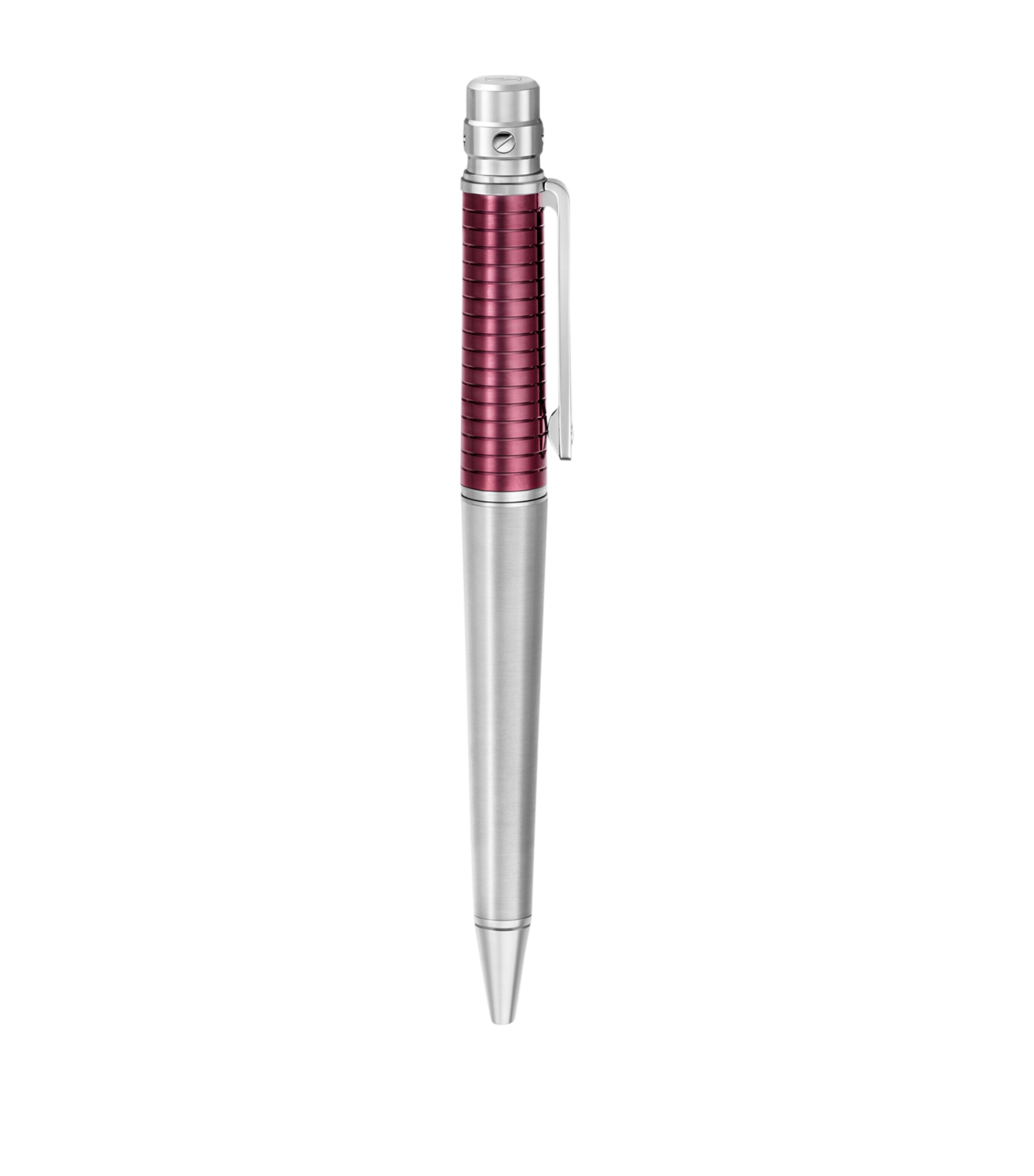 Large Santos de Cartier Ballpoint Pen BURGUNDY AND METAL Image 2
