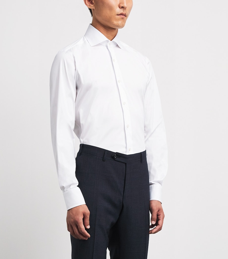Barba Napoli Mens Stretch-Cotton Poplin Slim Shirt White Image 4