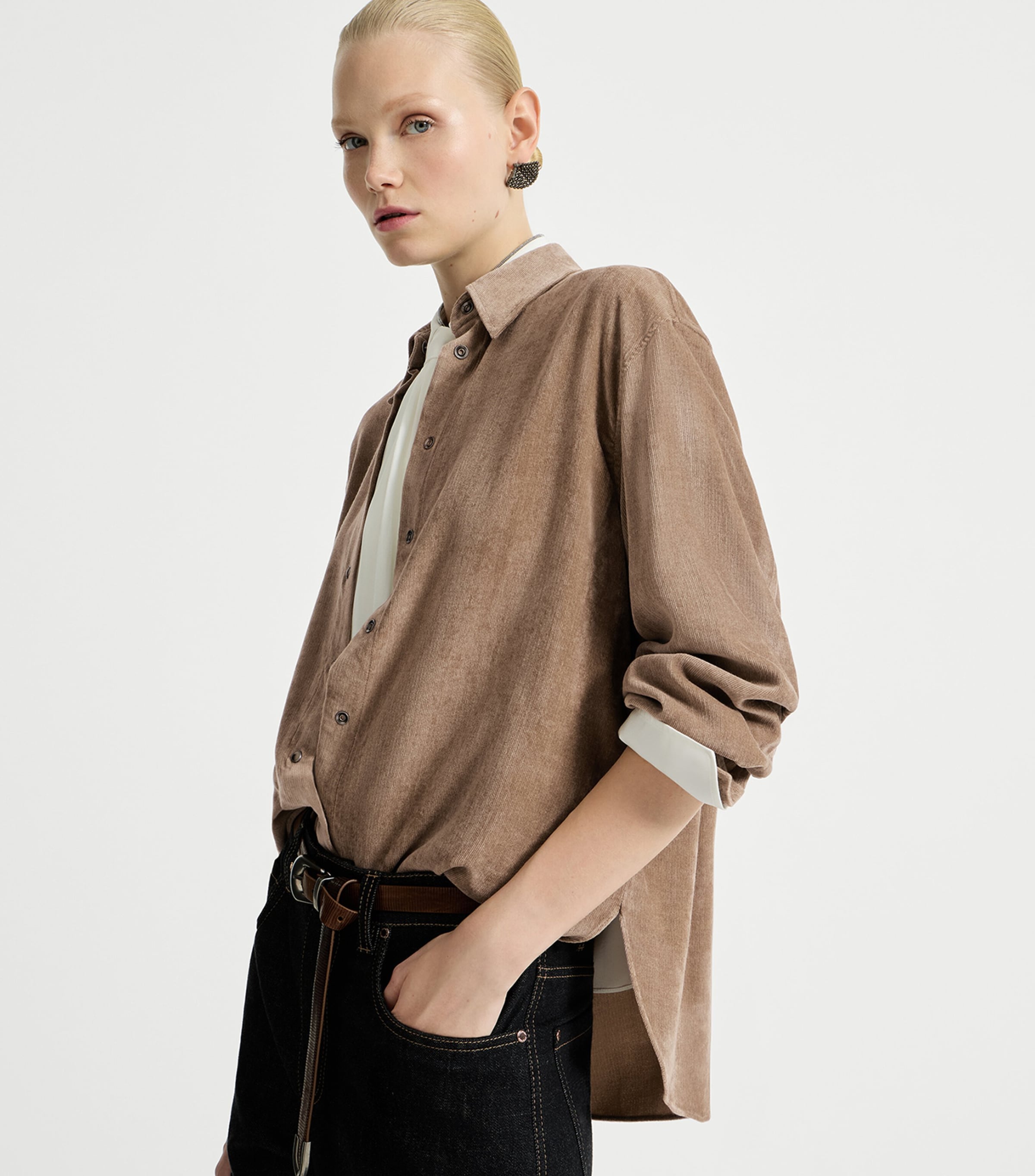 Brunello Cucinelli Womens Technical Shirt Cappuccino Image 2