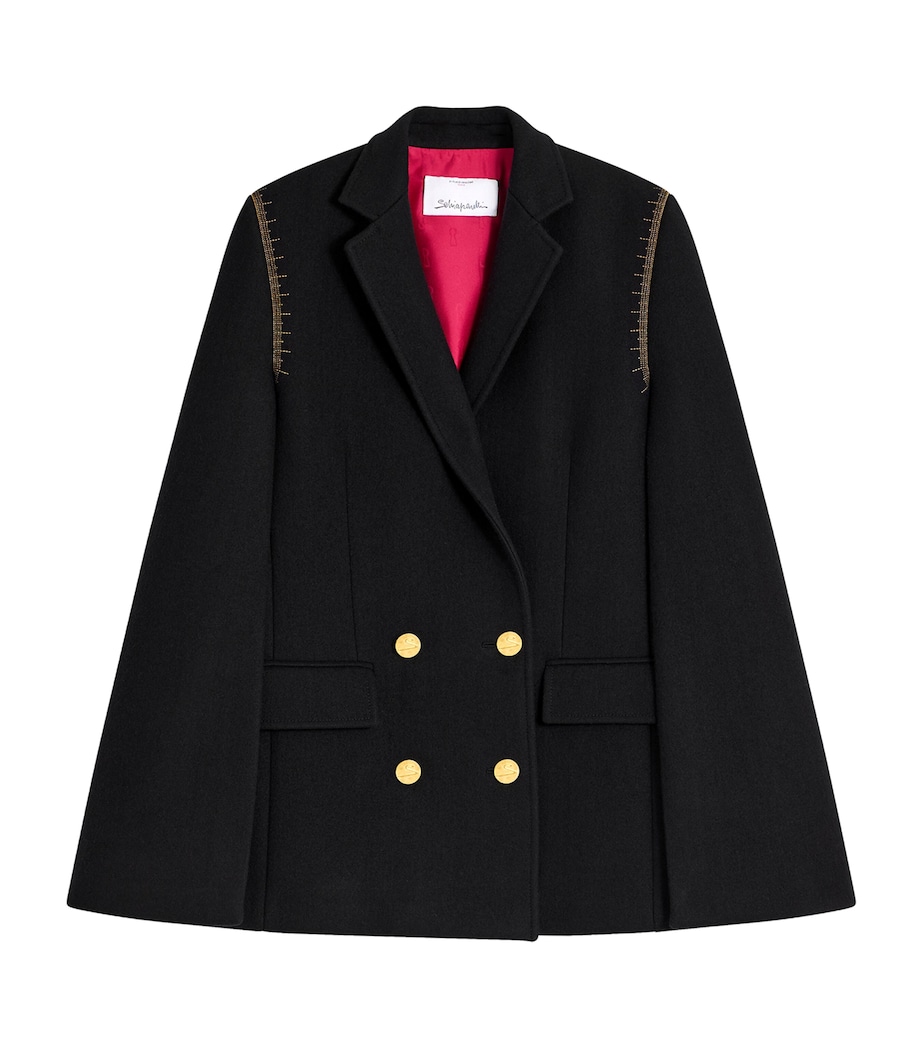 Schiaparelli Womens Virgin Wool Measuring Tape Cape Black Image 1