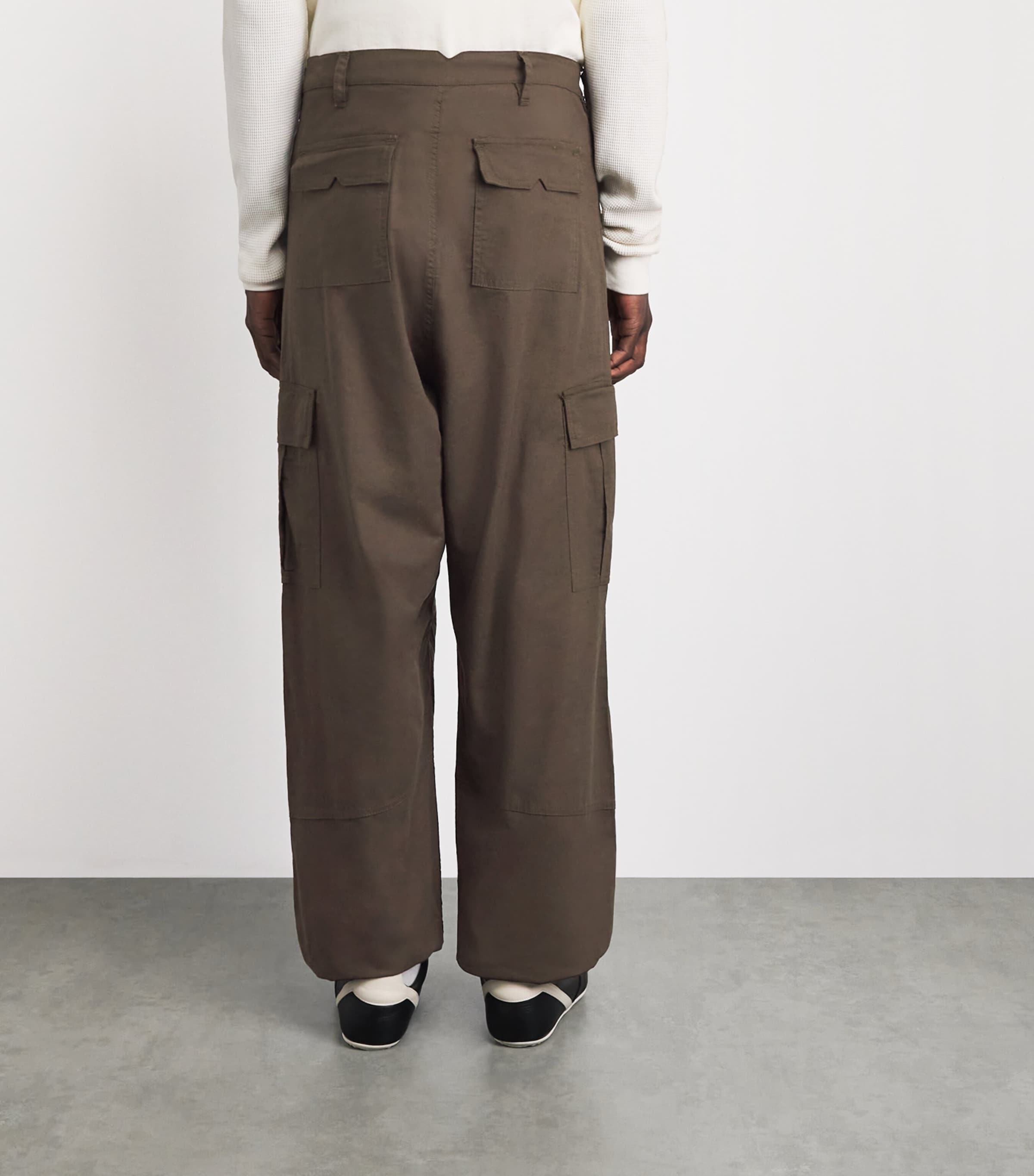 Rhude Mens Cotton-Linen Parachute Cargo Trousers Olive Green Image 5