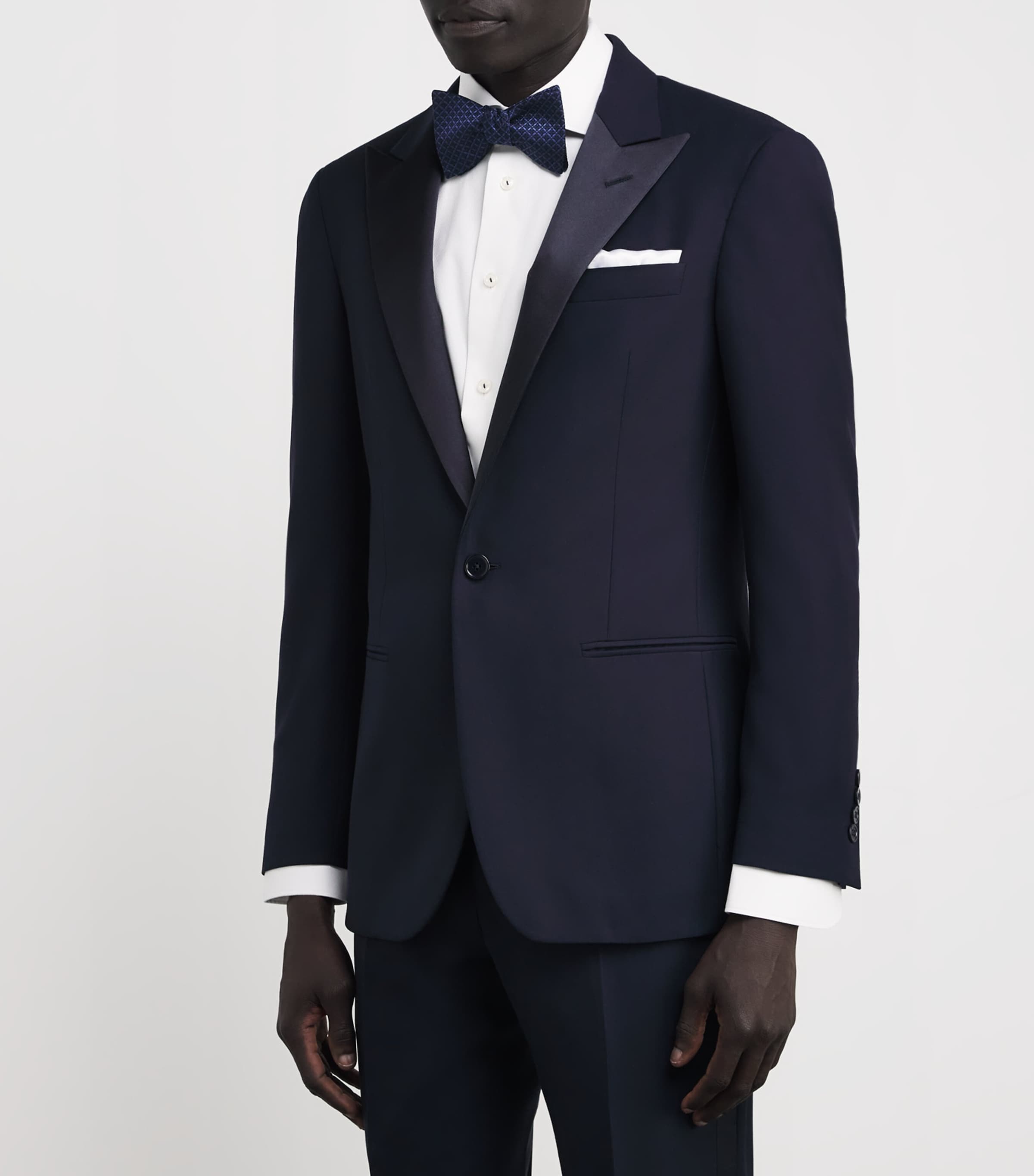 Eton Silk Geometric Pre-Tied Bow Tie Navy Blue Image 2