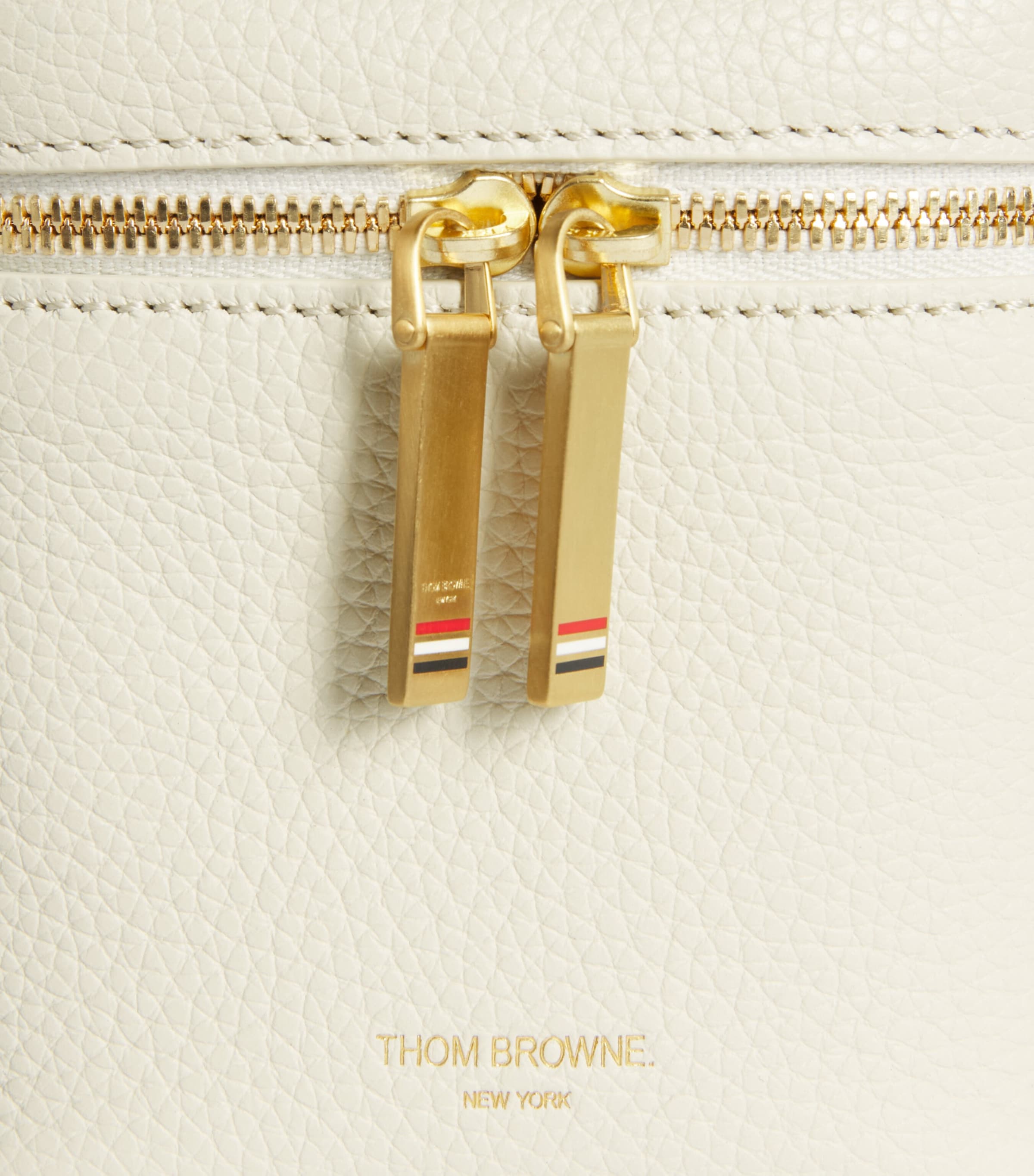 Thom Browne Leather Box Pouch Off White Image 6