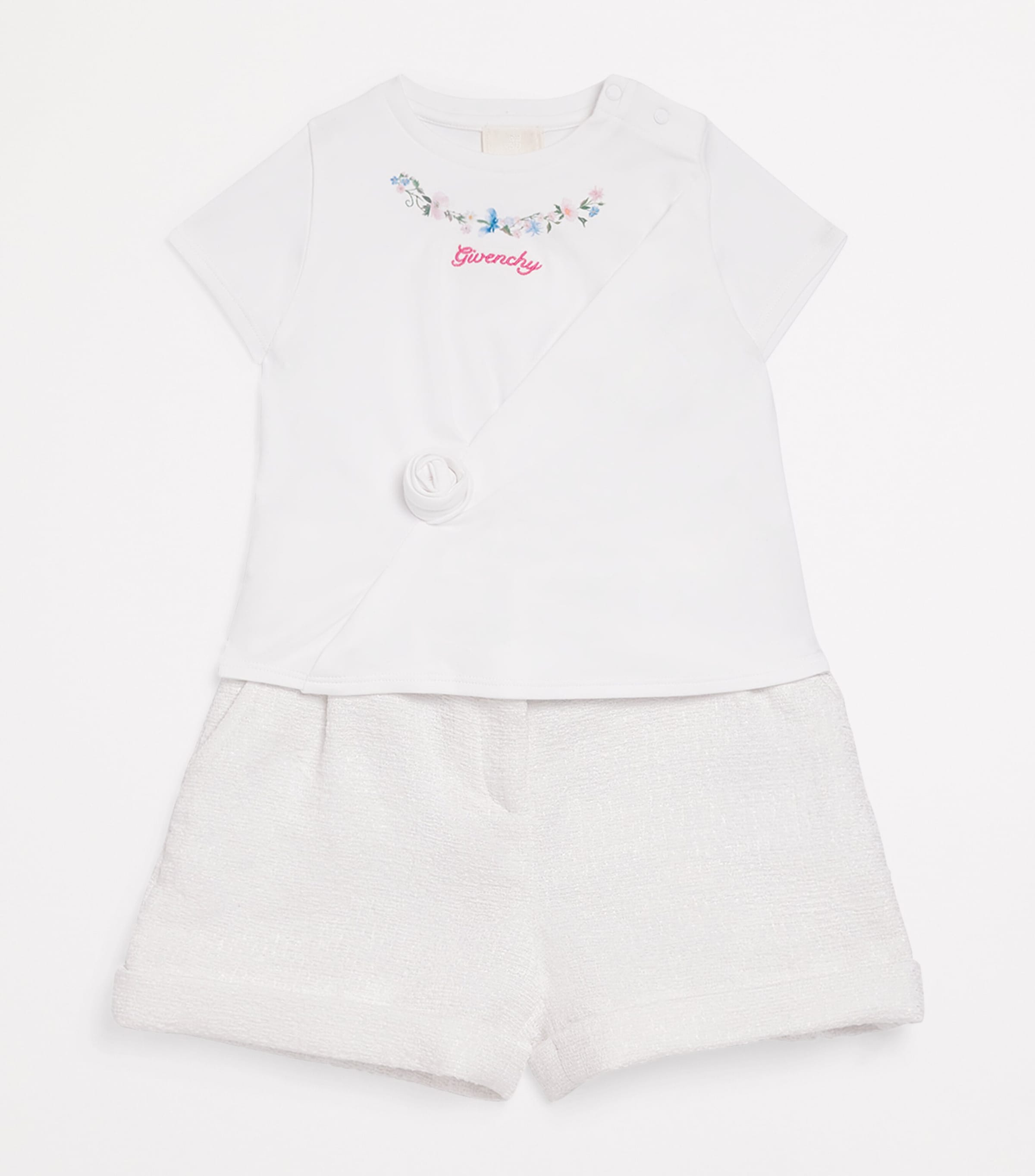 Givenchy Kids Tweed Embroidered-Logo Shorts (4-12+ Years) White Image 3