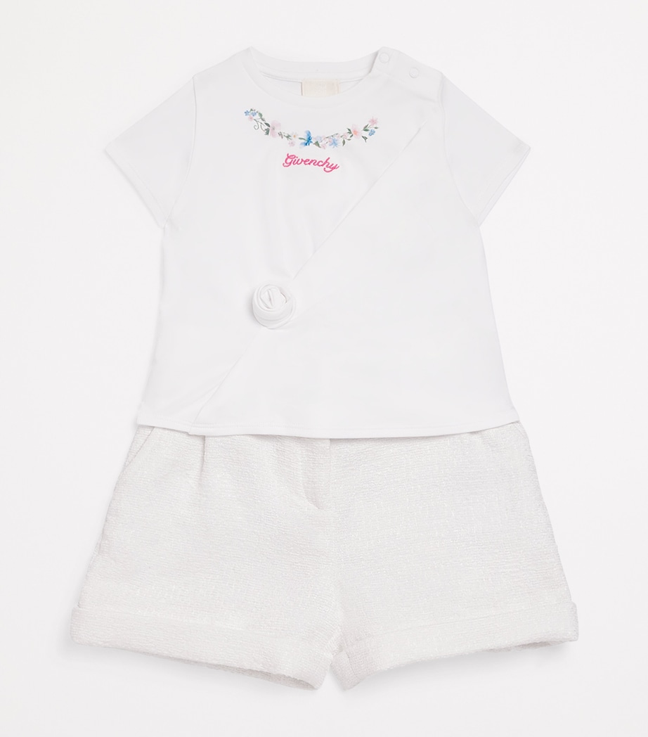 Givenchy Kids Tweed Embroidered-Logo Shorts (4-12+ Years) White Image 3