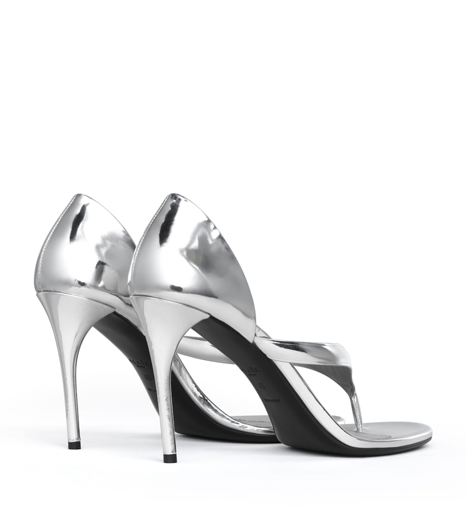 Alaïa Laminated Leather Infradito Sandals 90 White Silver Image 3