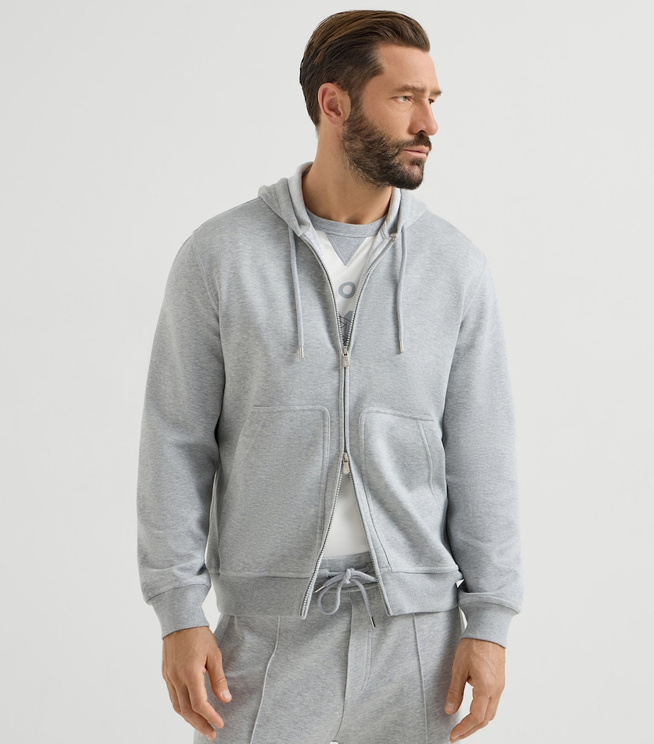 Brunello Cucinelli Mens French Terry Zip-Up Hoodie Image 4