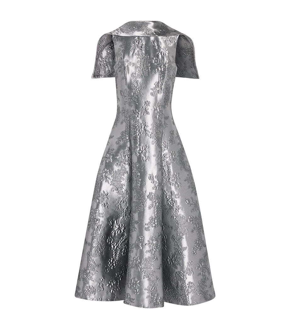 Emilia Wickstead Womens Metallic Cloqué Harlow Midi Dress Silver Image 1
