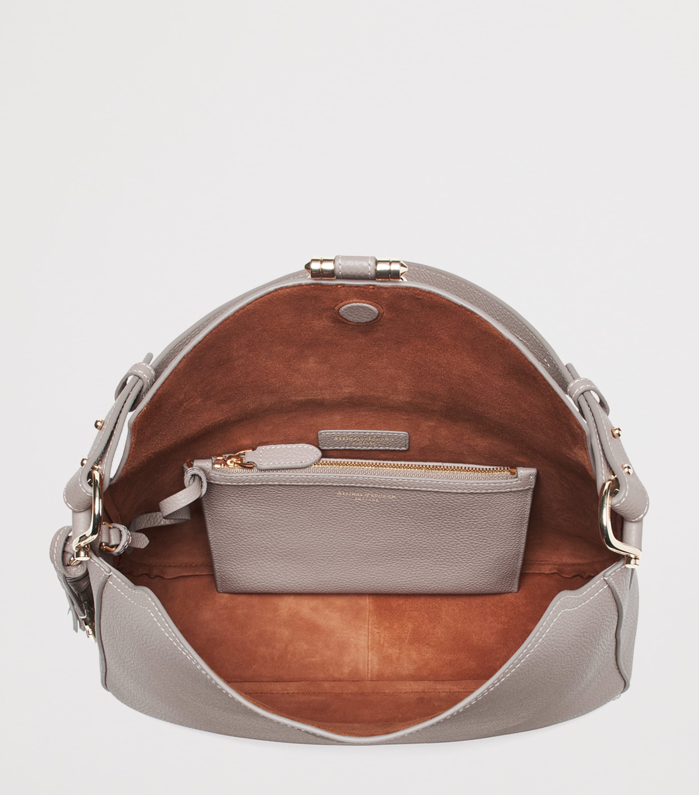 Aspinal Of London Grained Leather Ella Shoulder Bag Moleskin Image 6