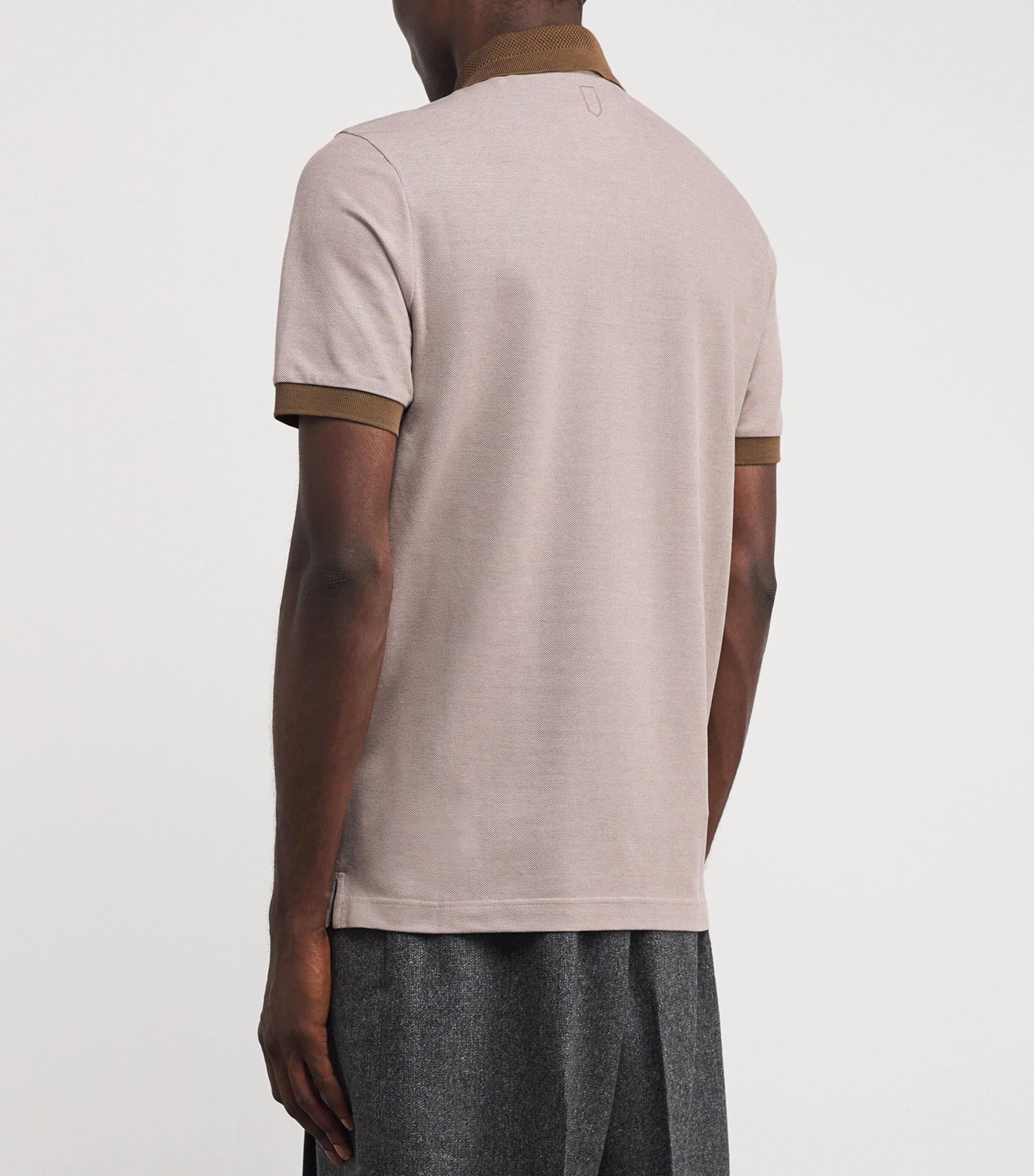 Canali Mens Cotton Contrast-Trim Polo Shirt Image 4