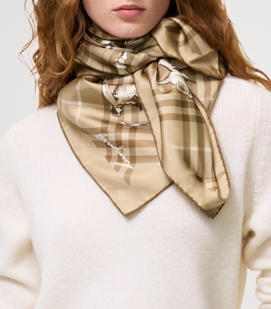 Burberry Silk Check Mates Scarf Finch Beige Image 4