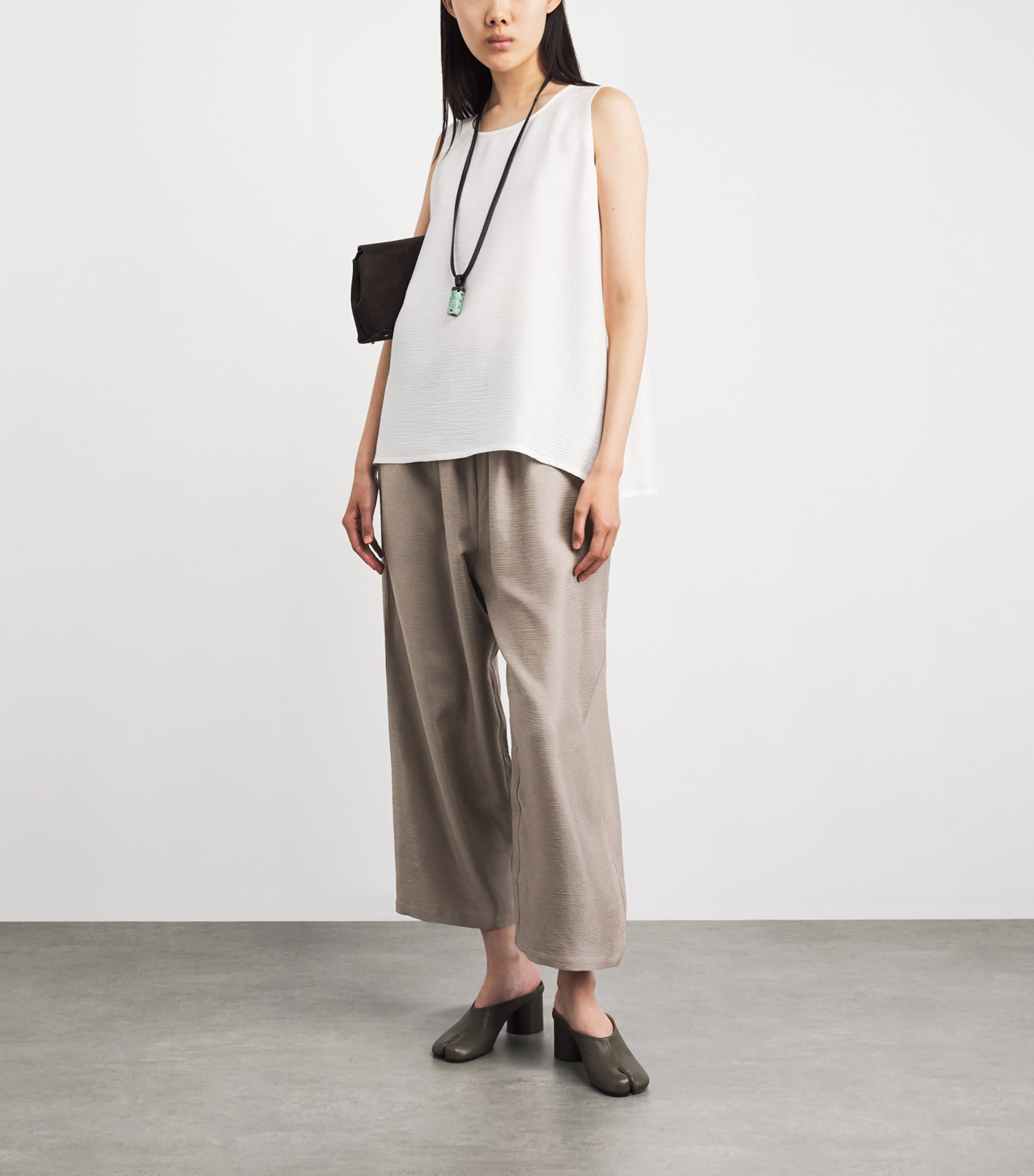 Eskandar Womens Silk Japanese Trousers Stone Image 2