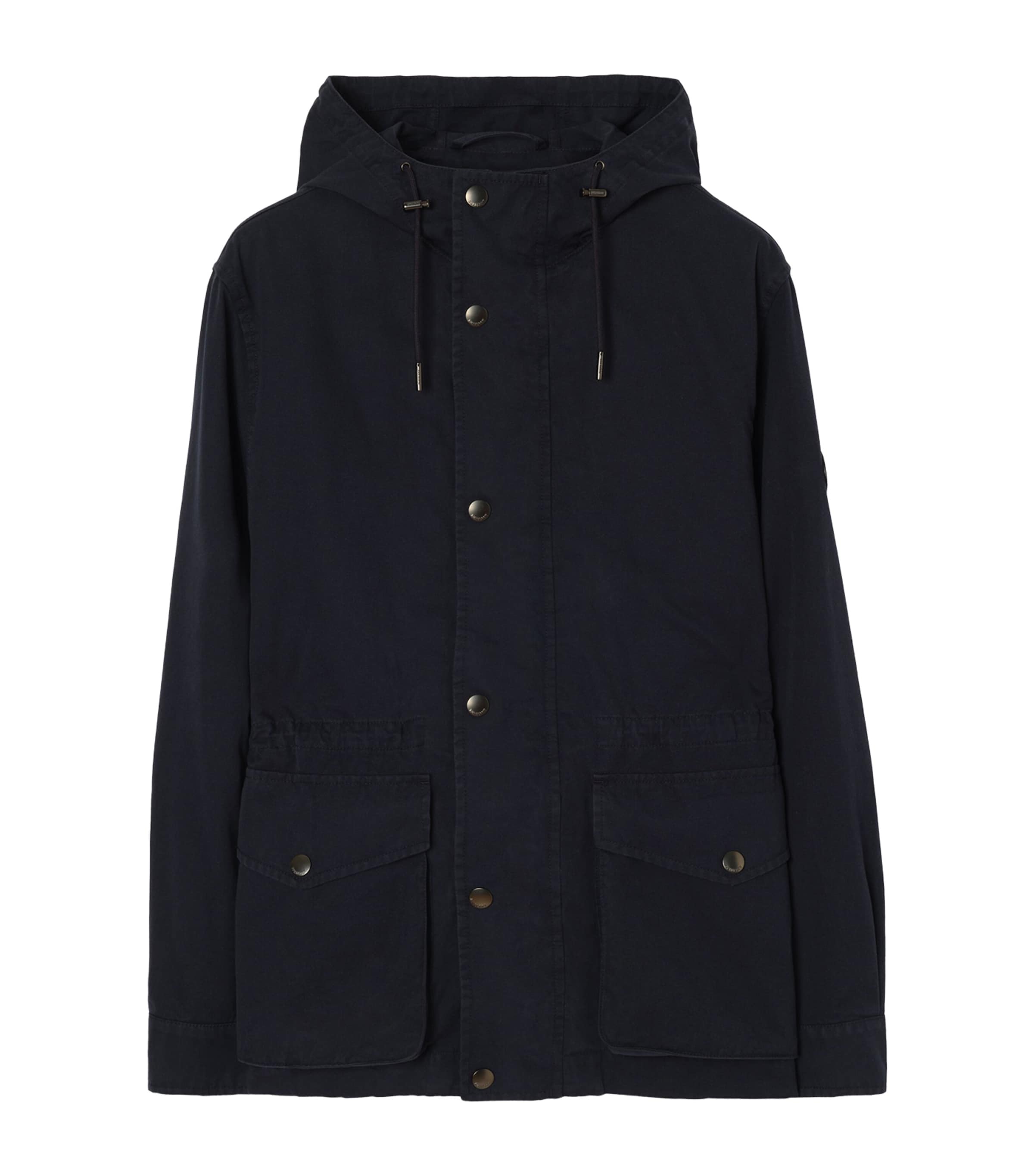 Burberry Mens Cotton Gabardine Hooded Jacket Coal Blue Image 1