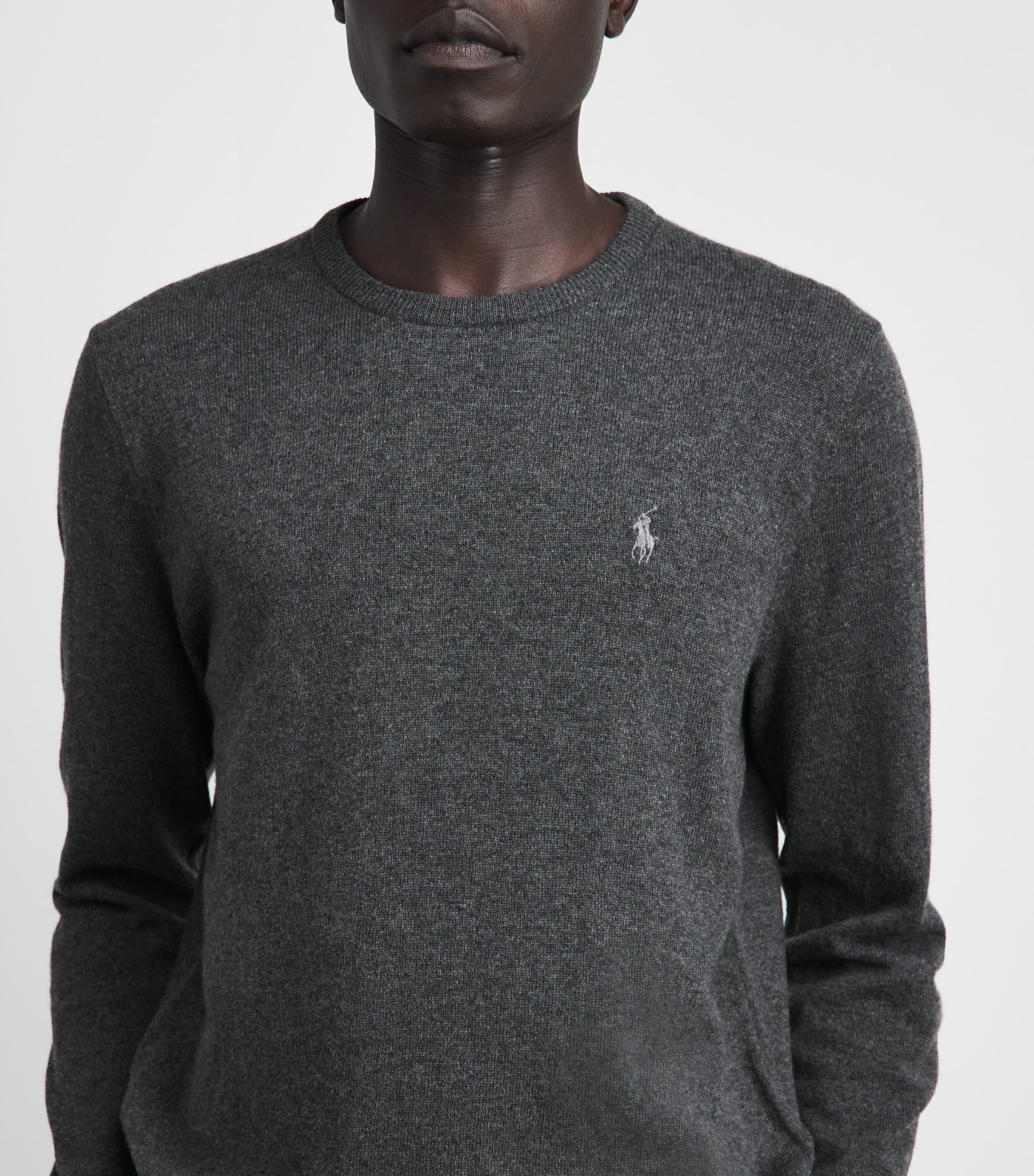 Polo Ralph Lauren Mens Wool Polo Pony Sweater Dark Charcoal Hther Image 3