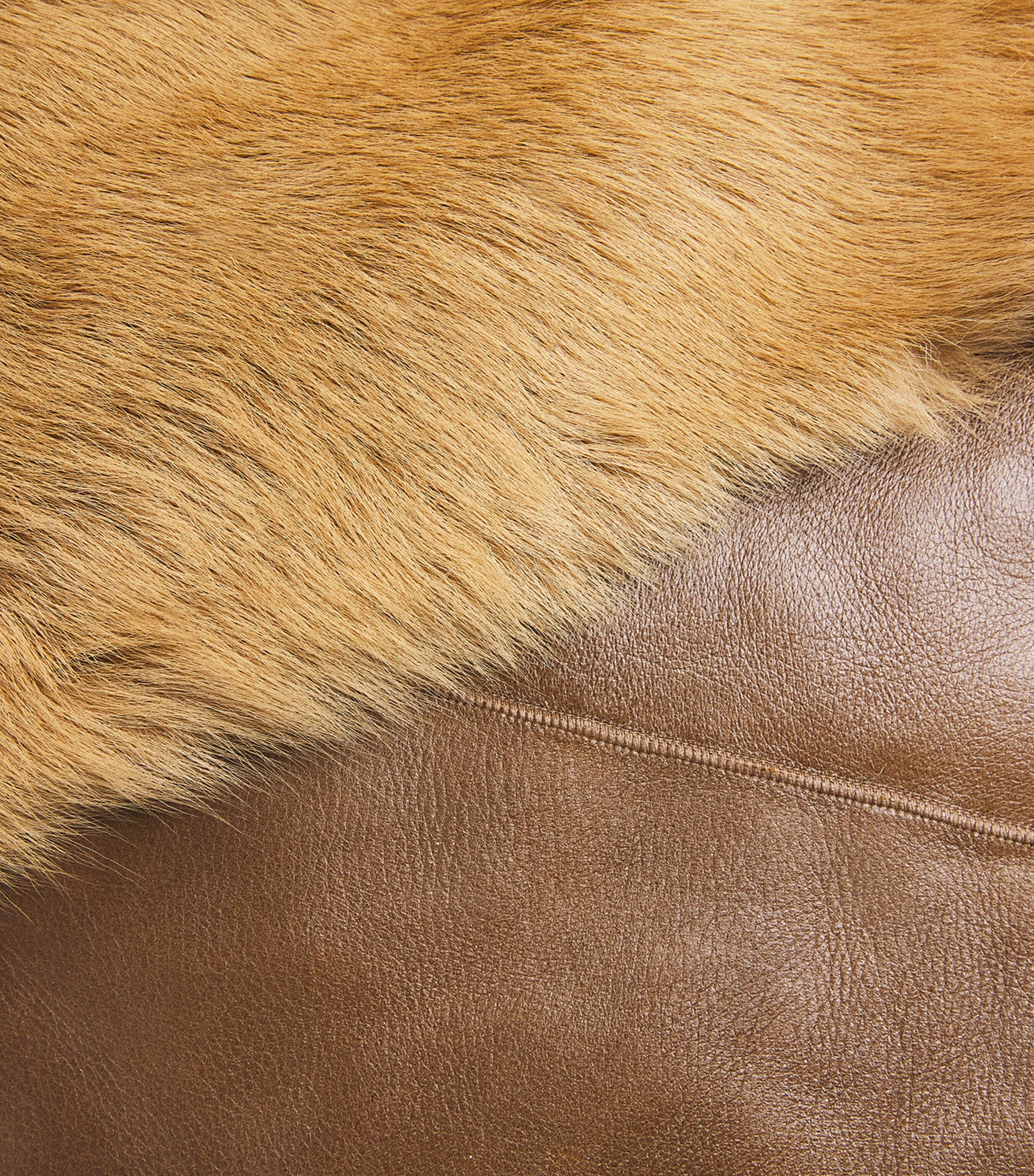 FFORME Womens Reversible Camel Shearling-Leather Coat Camel Image 7