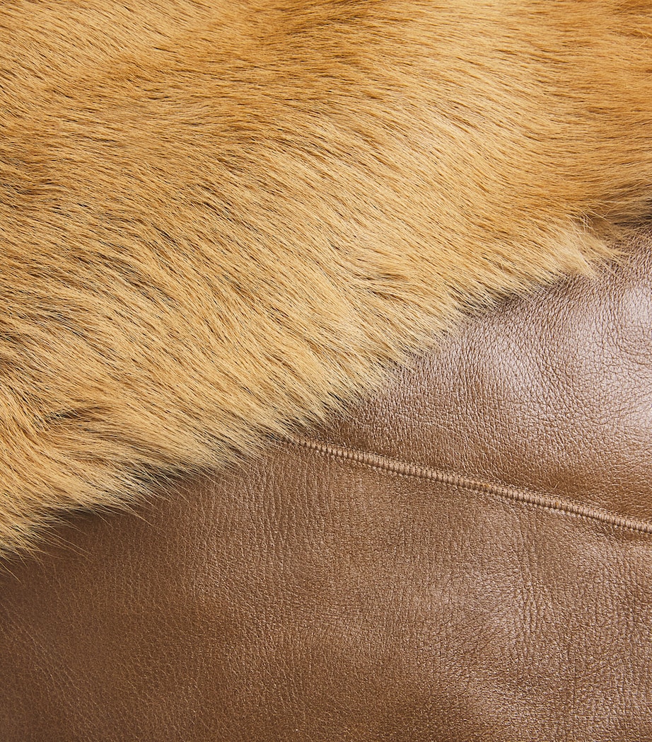 FFORME Womens Reversible Camel Shearling-Leather Coat Camel Image 7